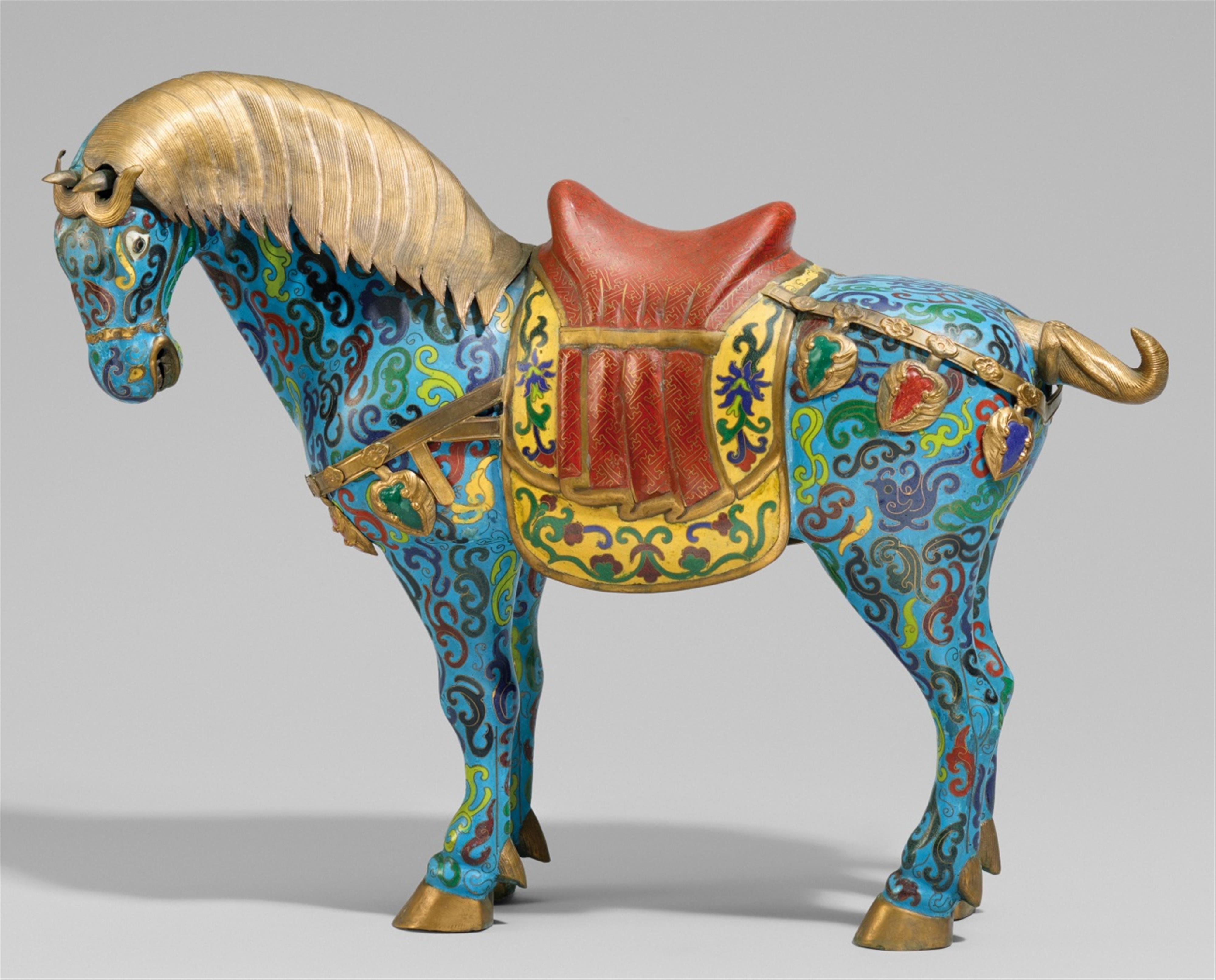 A cloisonné enamel horse. 20th century - image-1