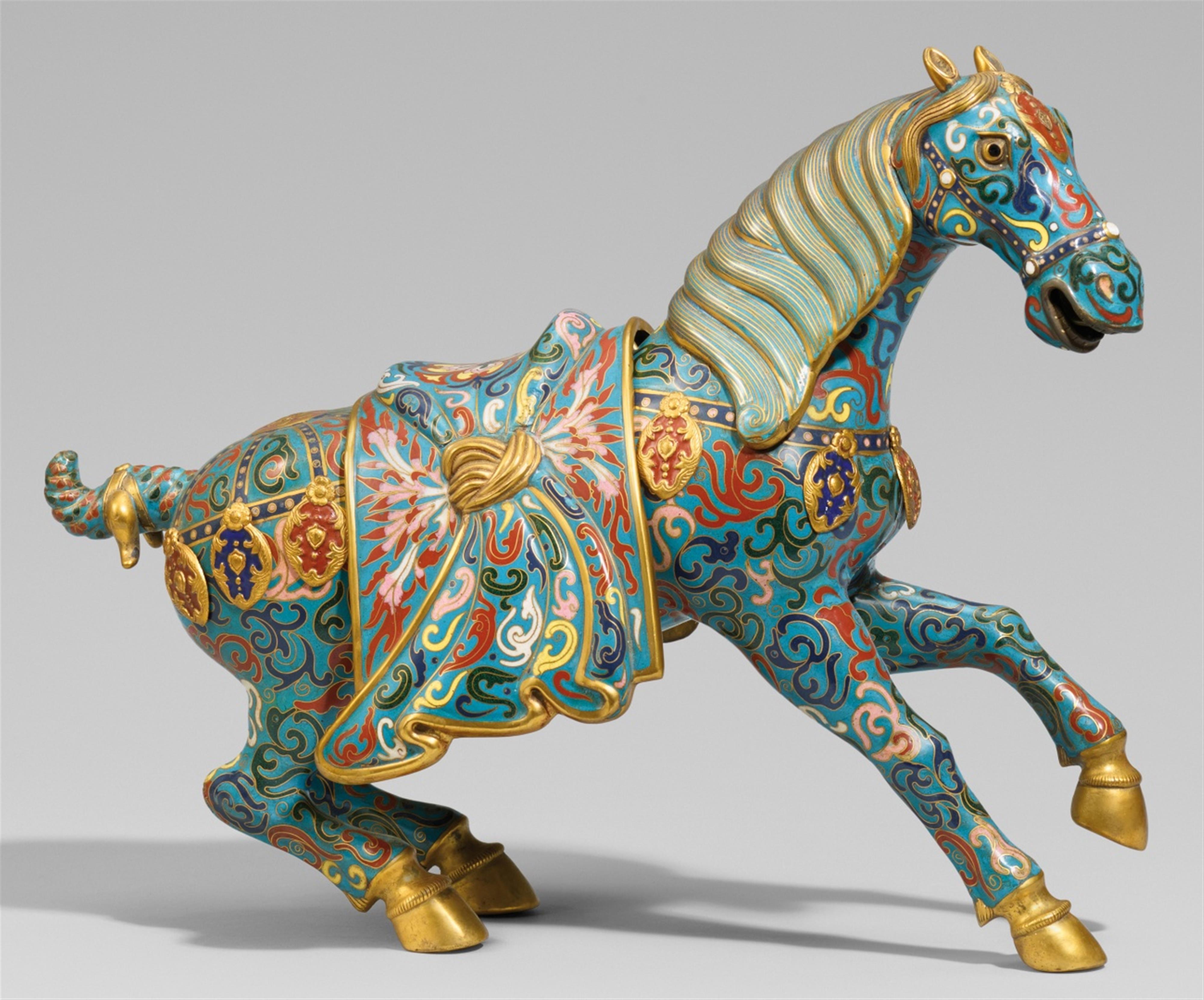 An enamel cloisonné caparisoned horse. Second half 20th century - image-1