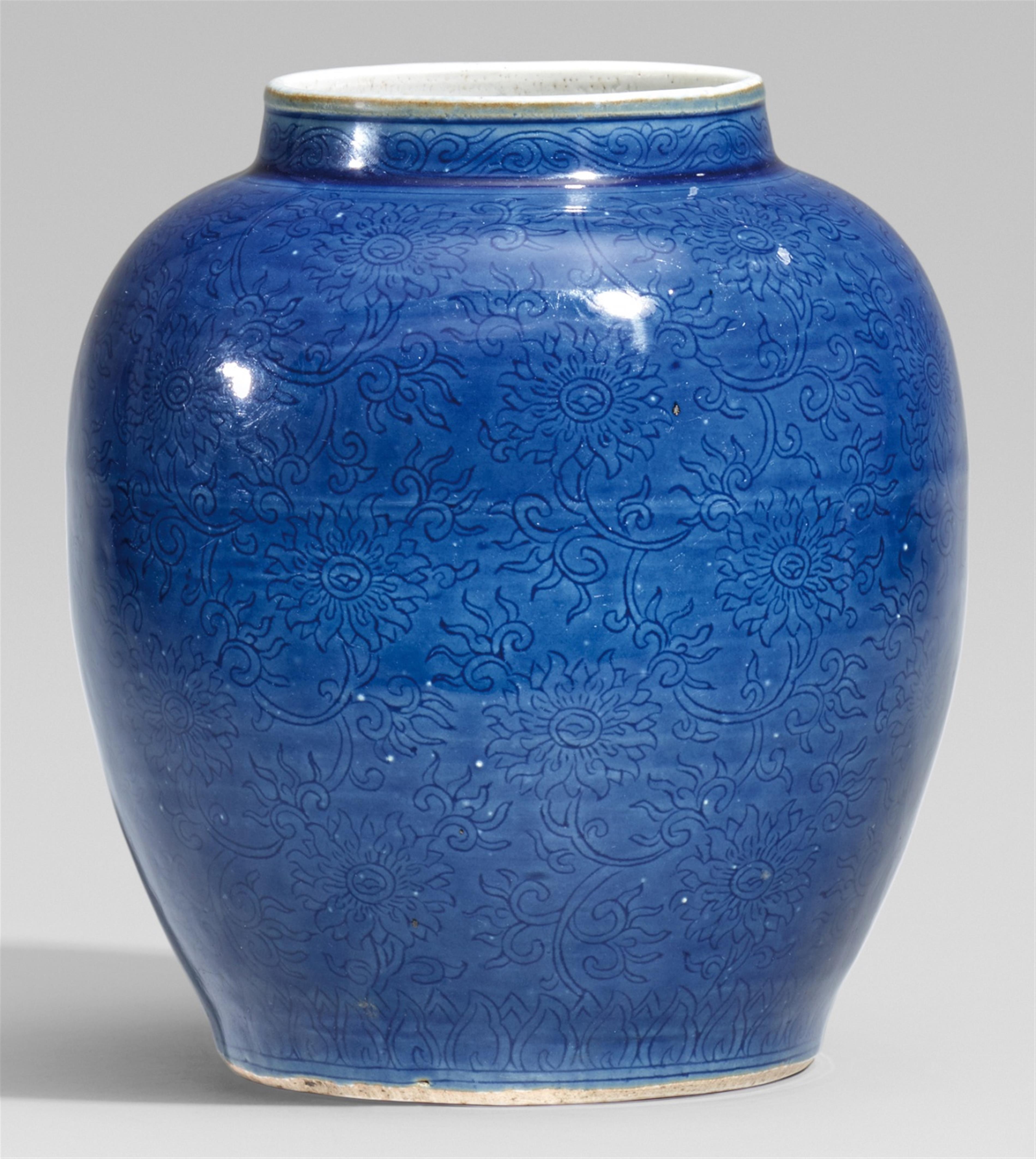 A blue-glazed jar - image-1