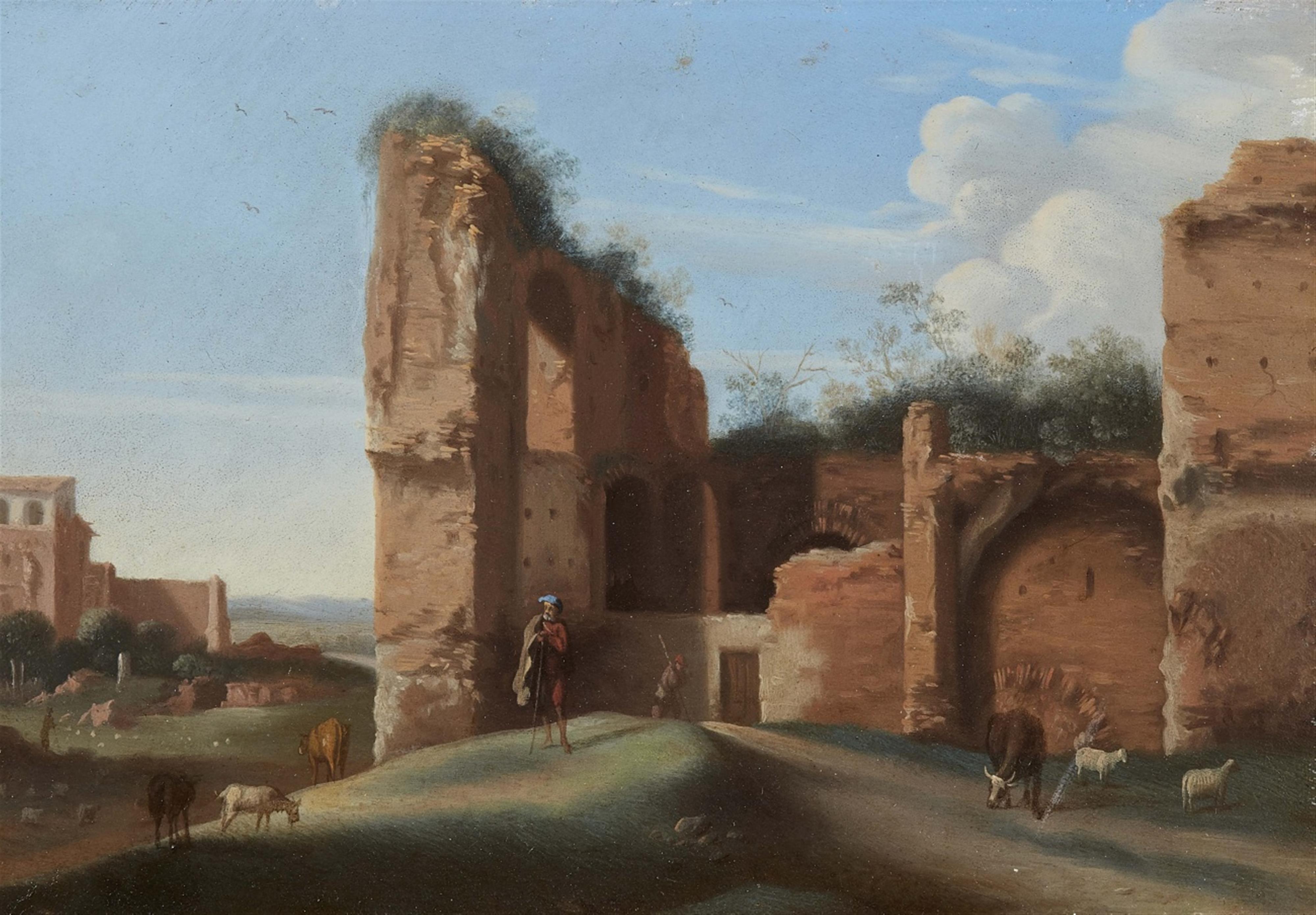 Flemish School 17th century - Southern Landscape with Ancient Ruins - image-1