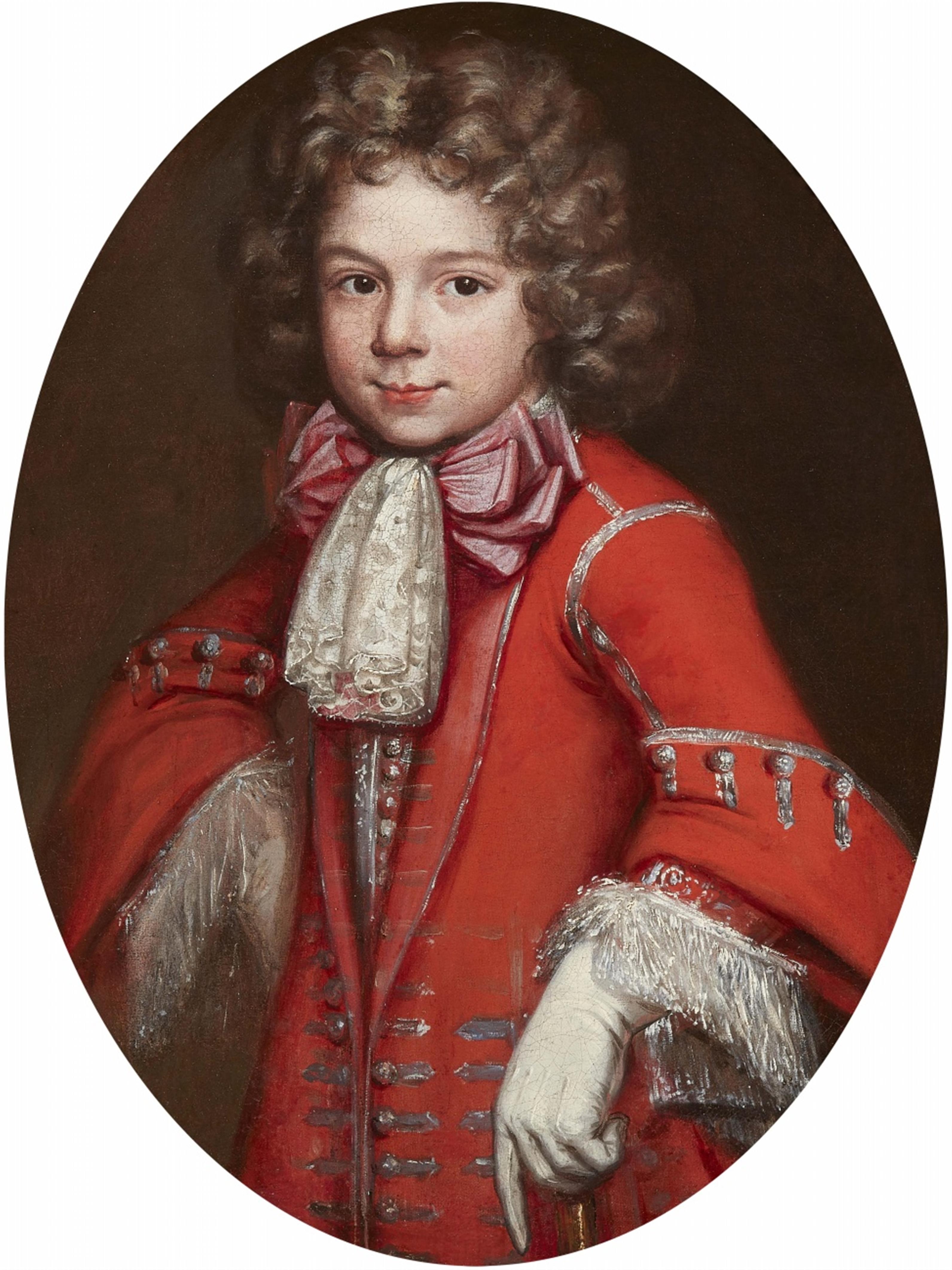 French School first half 18th century - Portrait of a Courtly Youth in a Cavalry Uniform - image-1