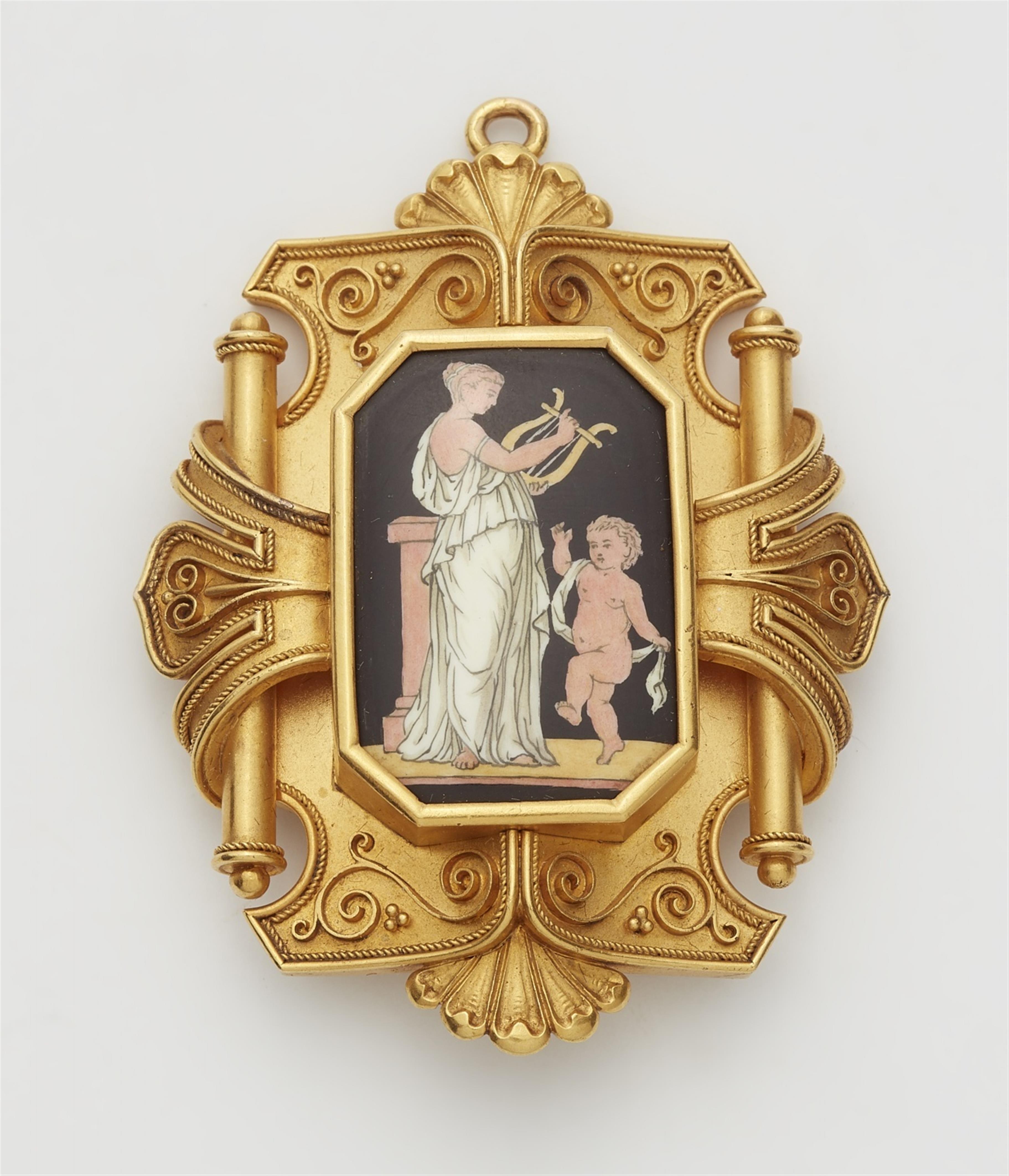 An 18k gold Historicist pendant with an enamelled miniature - image-1