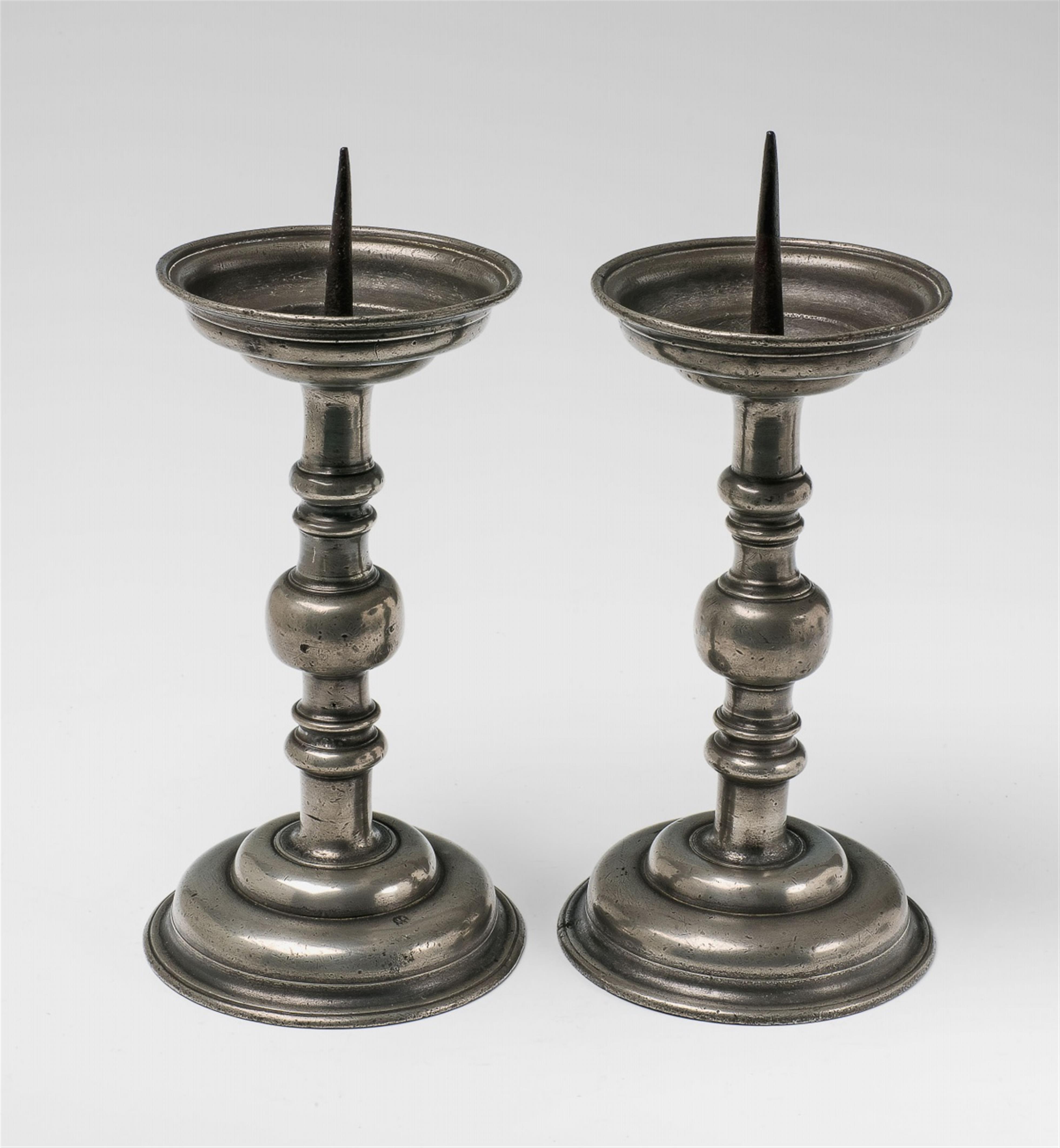 A pair of Cologne tin altar candlesticks - image-1