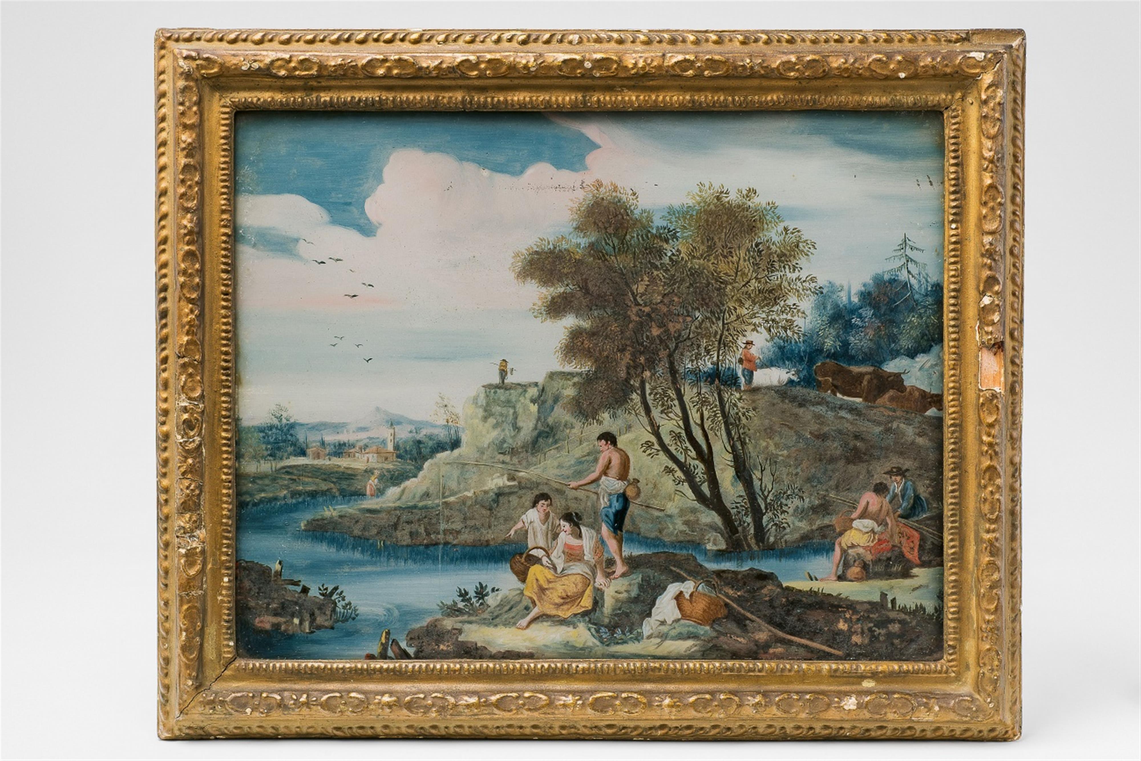 A pair of eglomisé paintings with southern landscapes - image-1