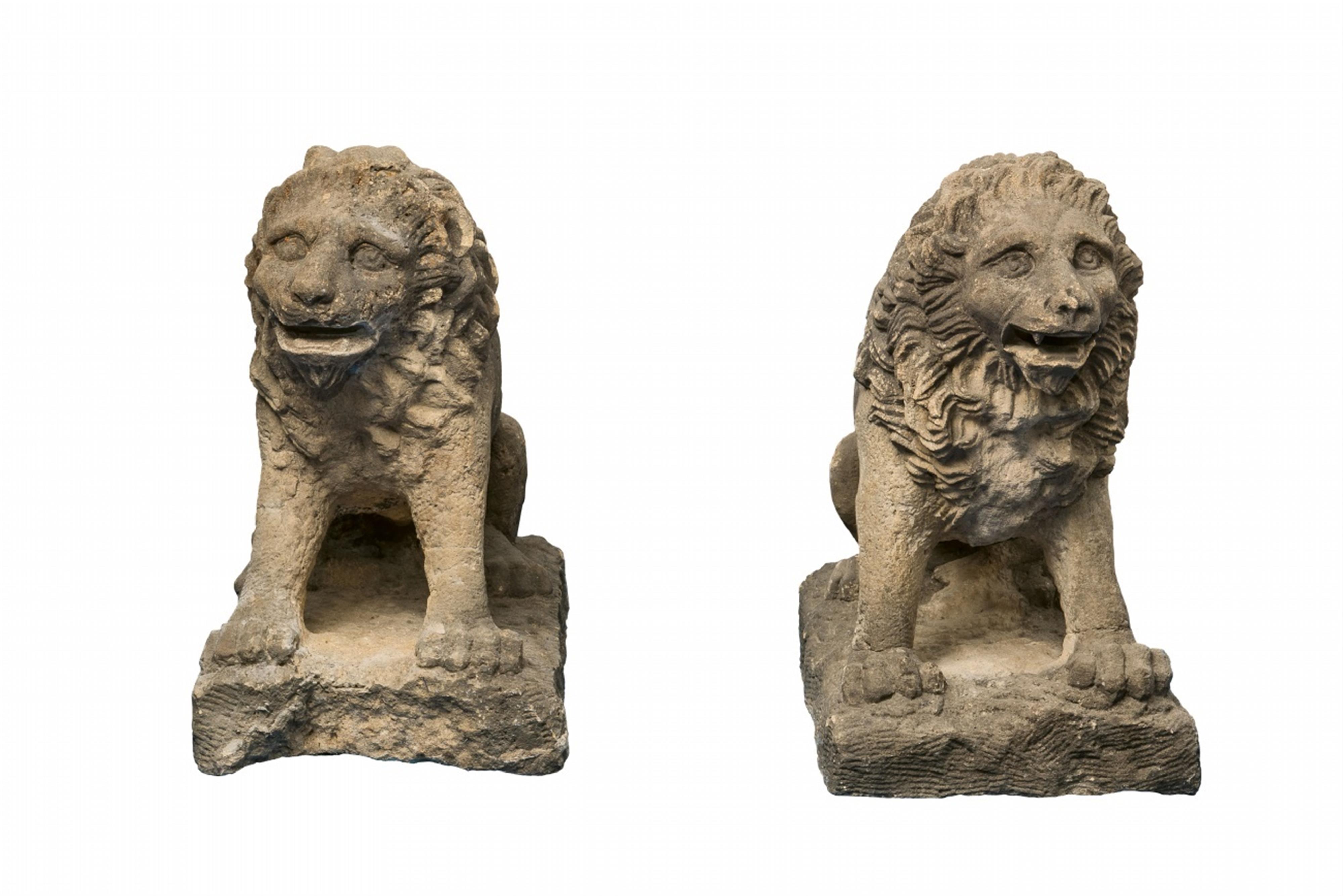 Two sandstone figures of lions - image-1