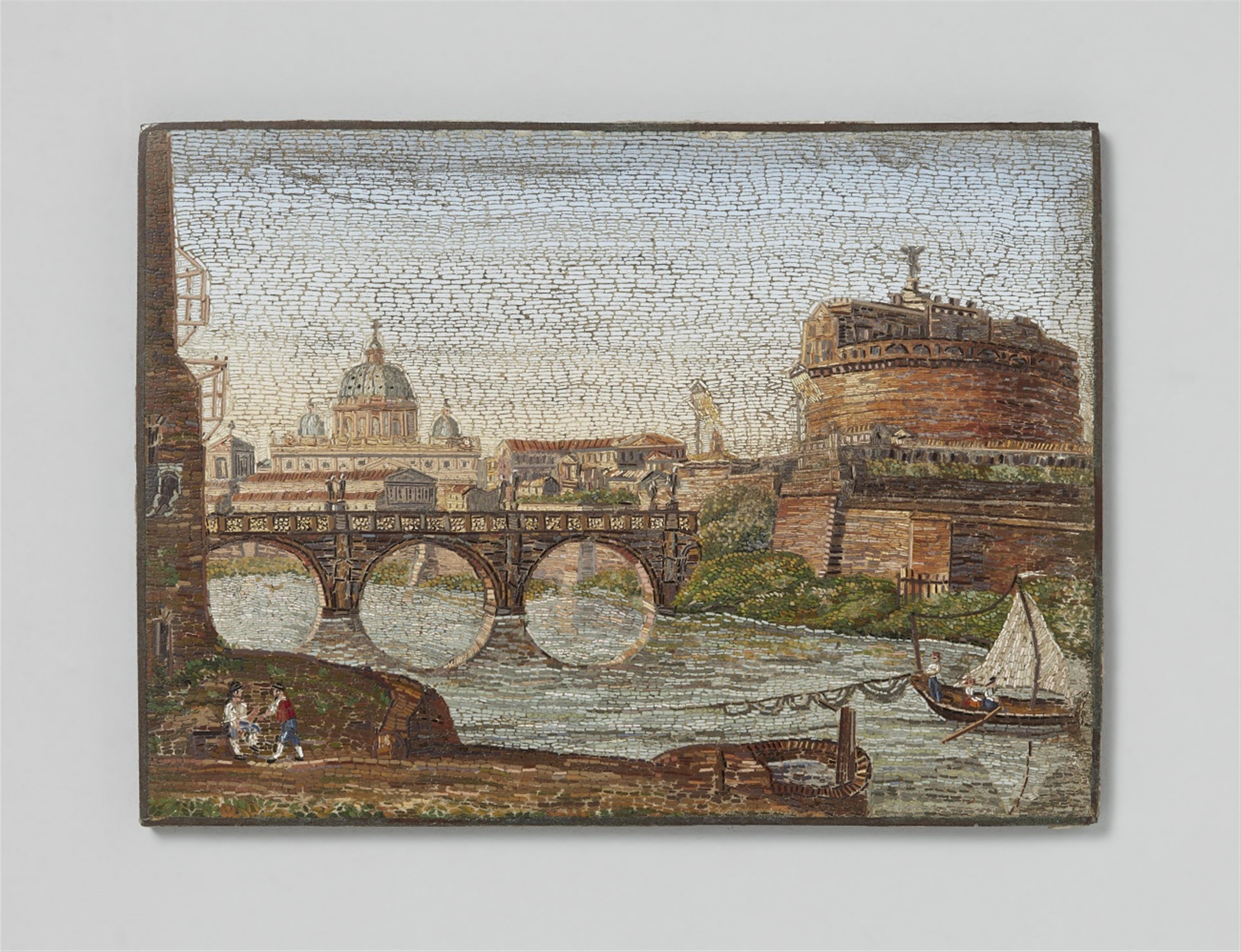 A Roman micromosaic plaque with a view of the Castel Sant'Angelo - image-1