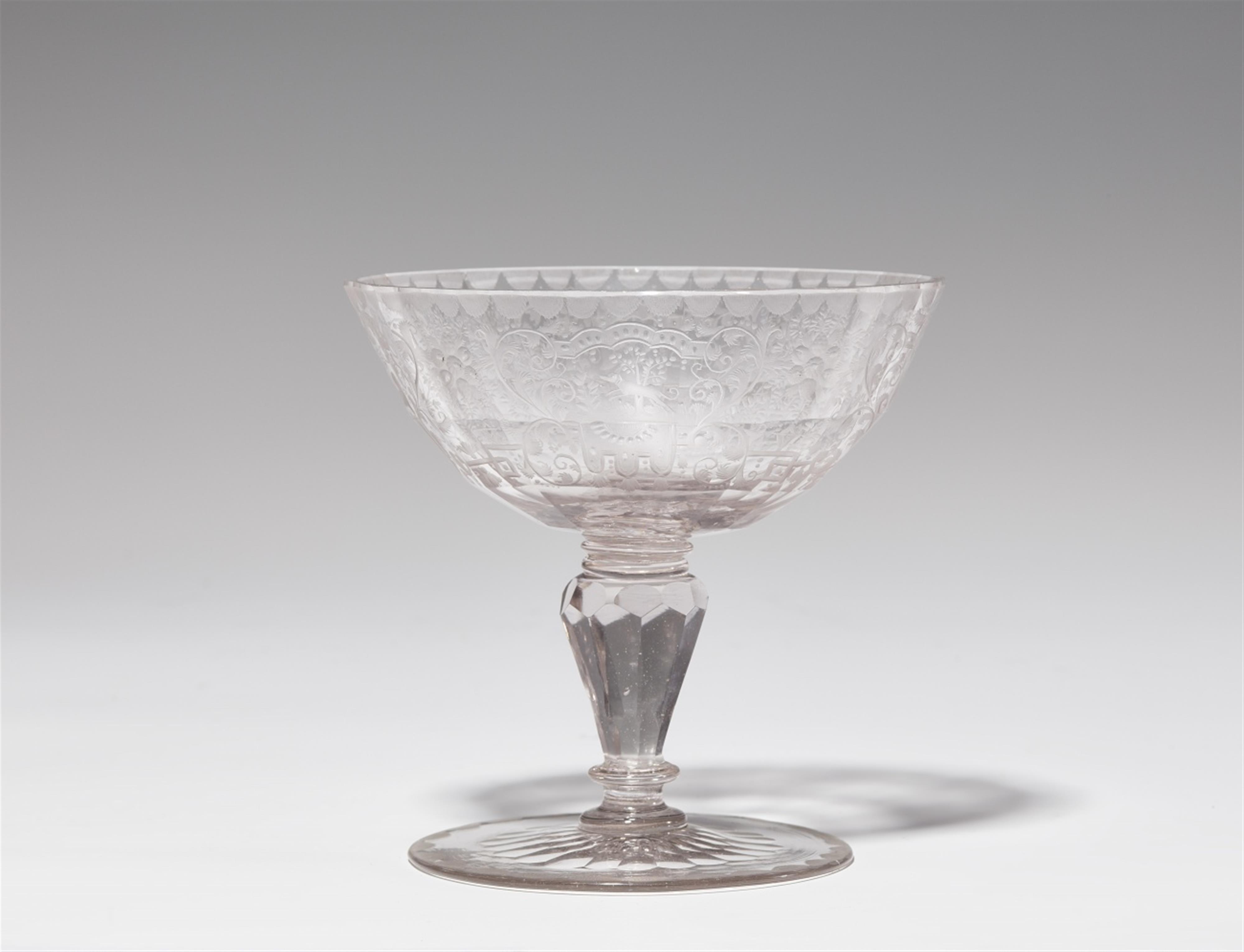A Silesian glass goblet with engraved decor - image-1
