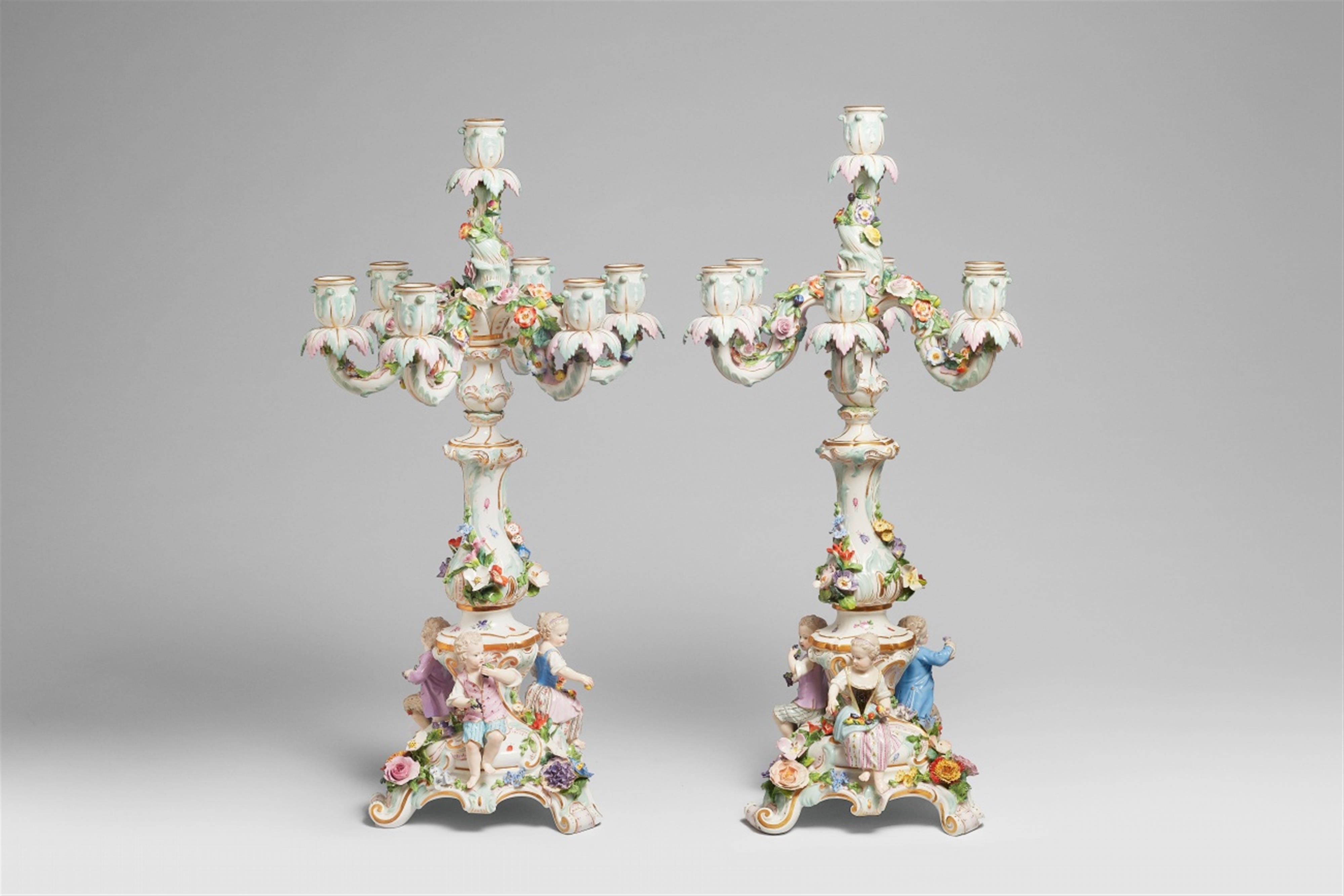 A pair of Meissen porcelain candelabra - image-1