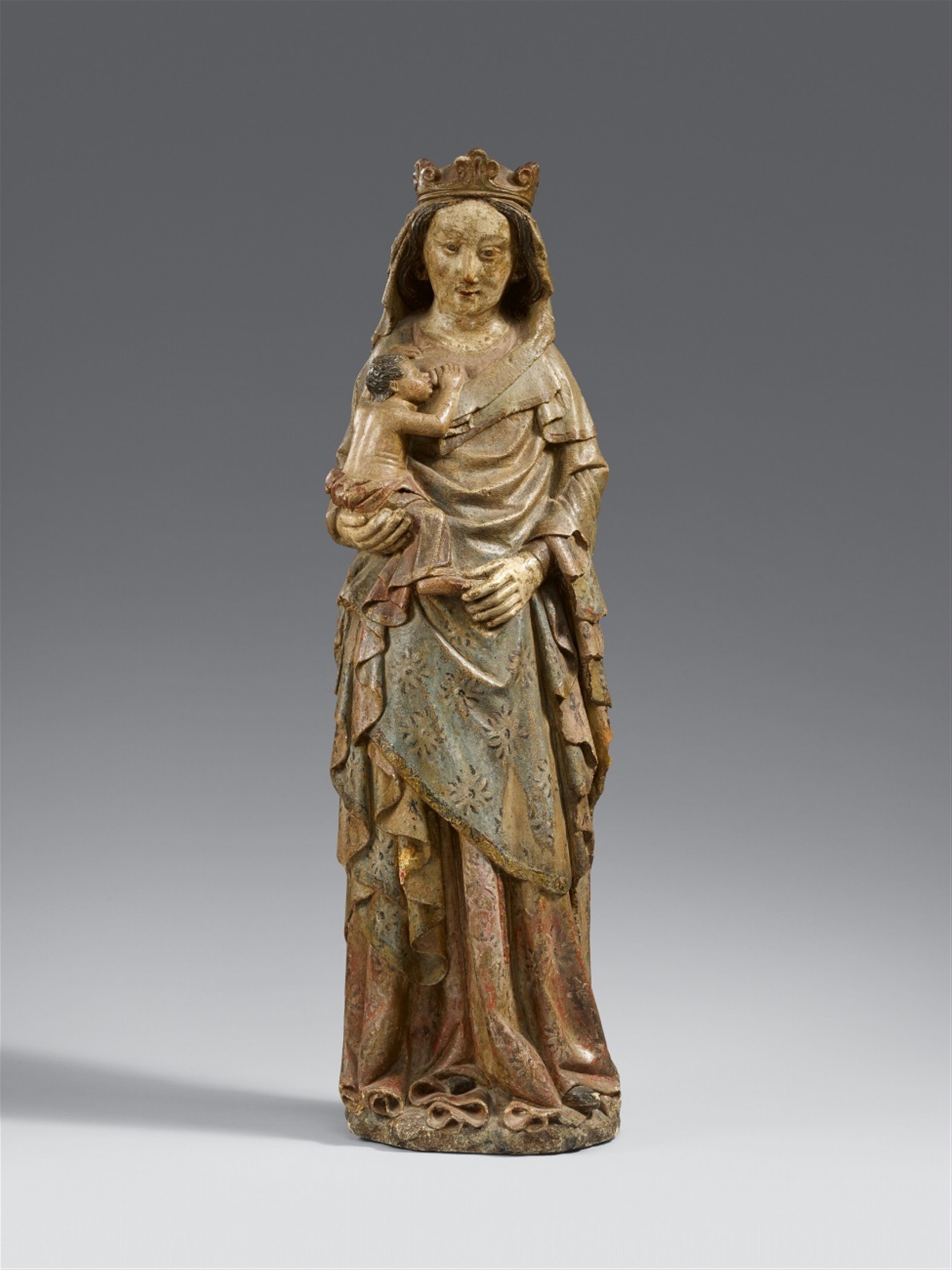 Probably Northern France first half 15th century - A carved sandstone figure of the Virgin and Child, probably Northern France, first half 15th century - image-1