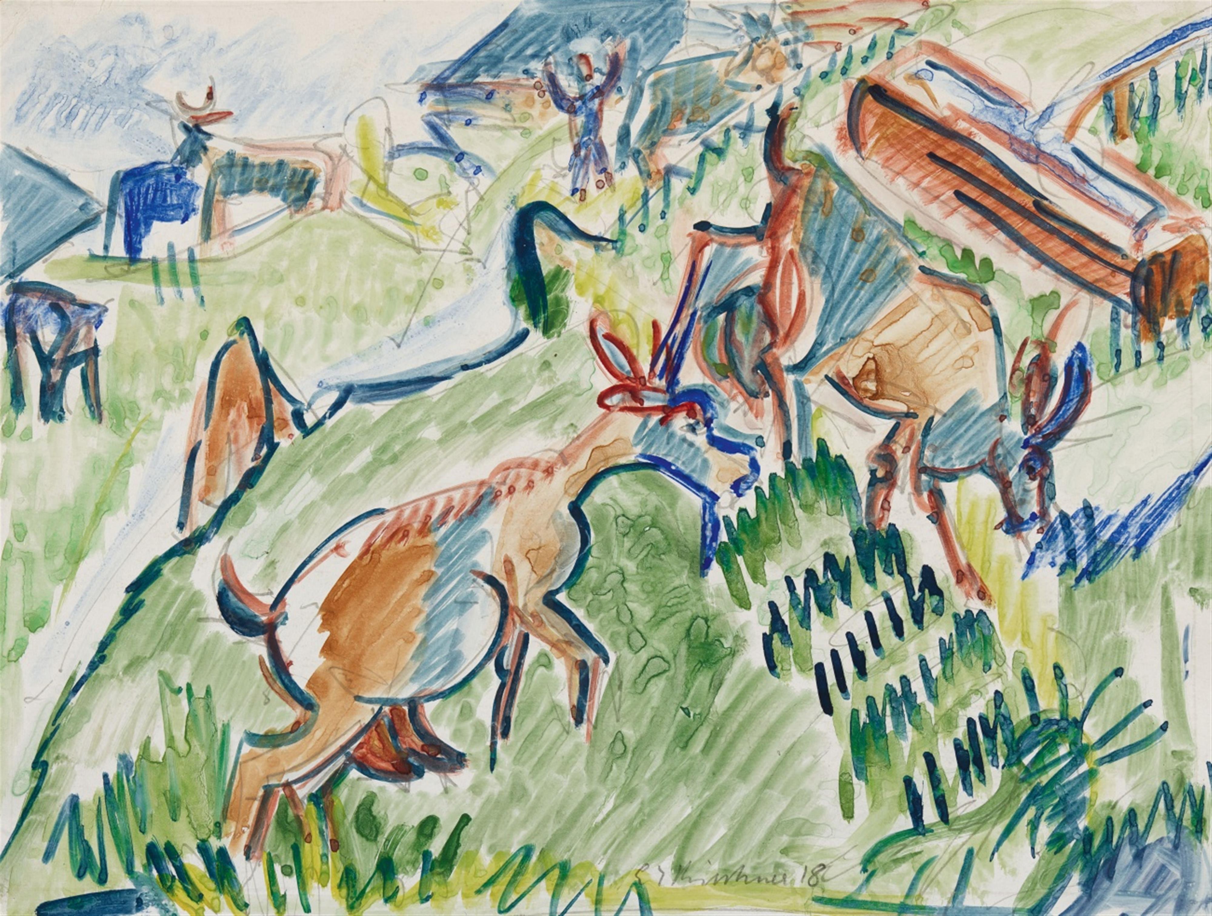 Ernst Ludwig Kirchner - Grasende Ziegen im Gebirge - image-1