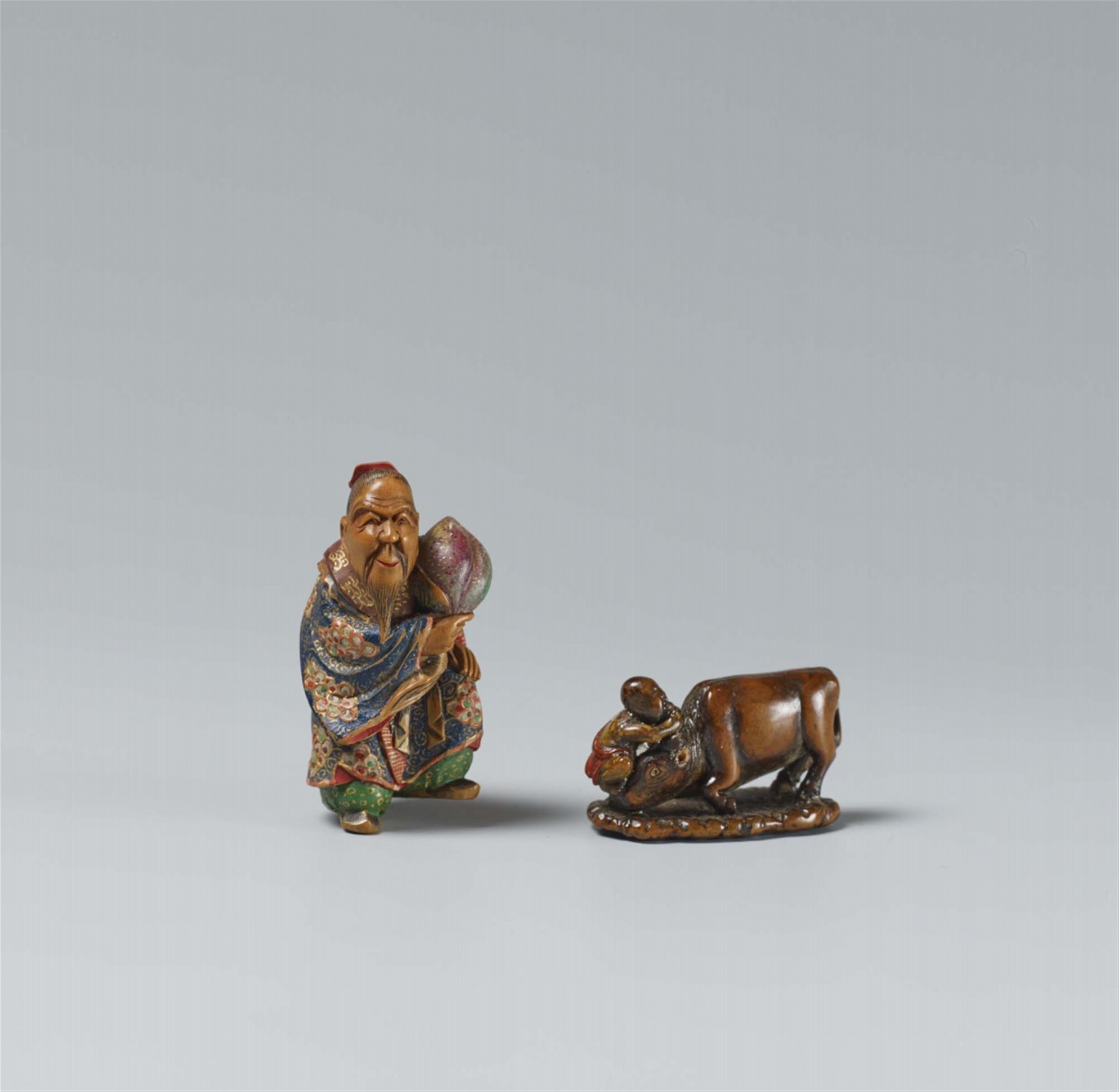 Zwei Netsuke. Buchsbaum. 19. Jh. - image-1