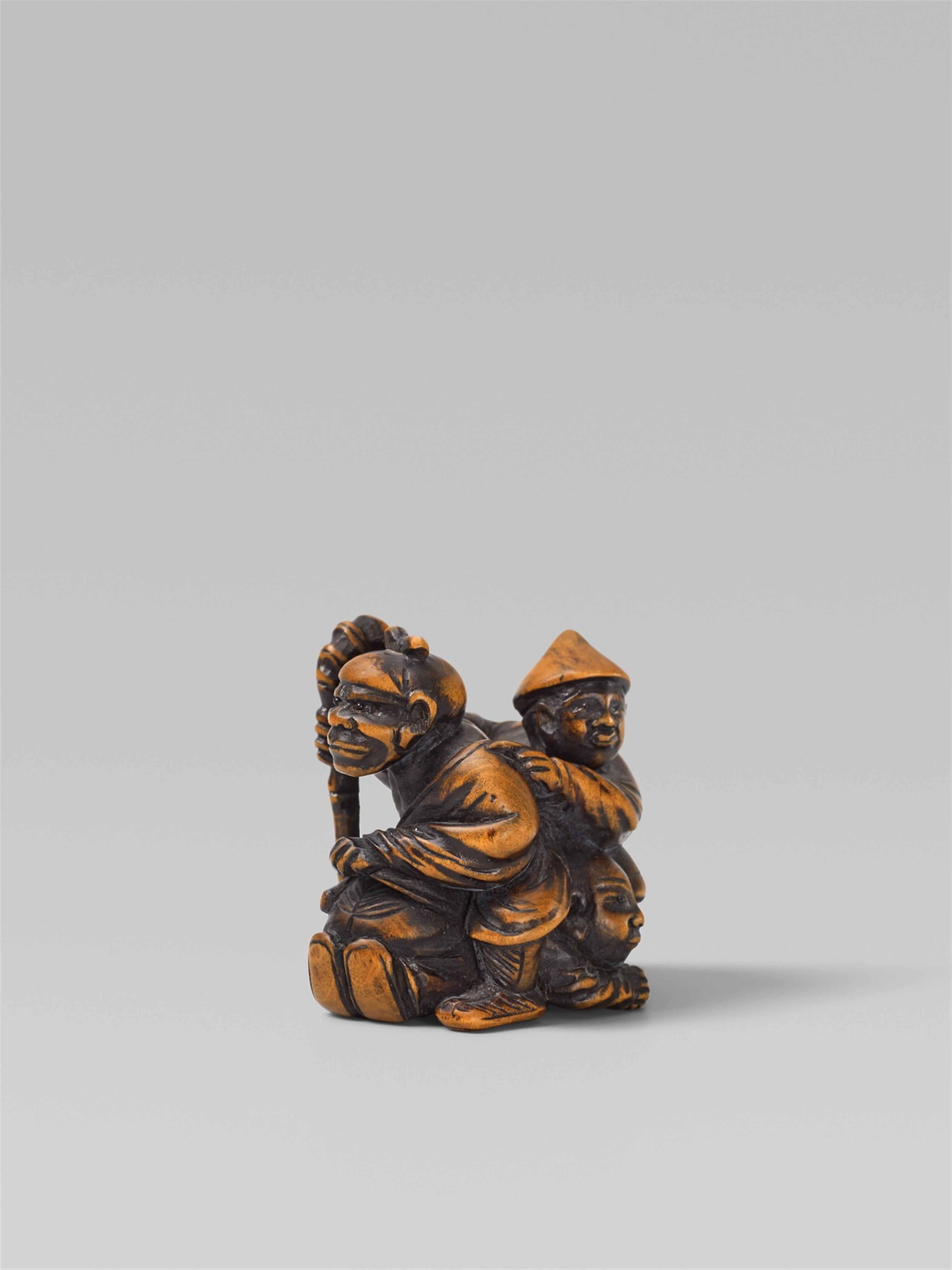 A boxwood netsuke of Kanshin. 19th century - image-1