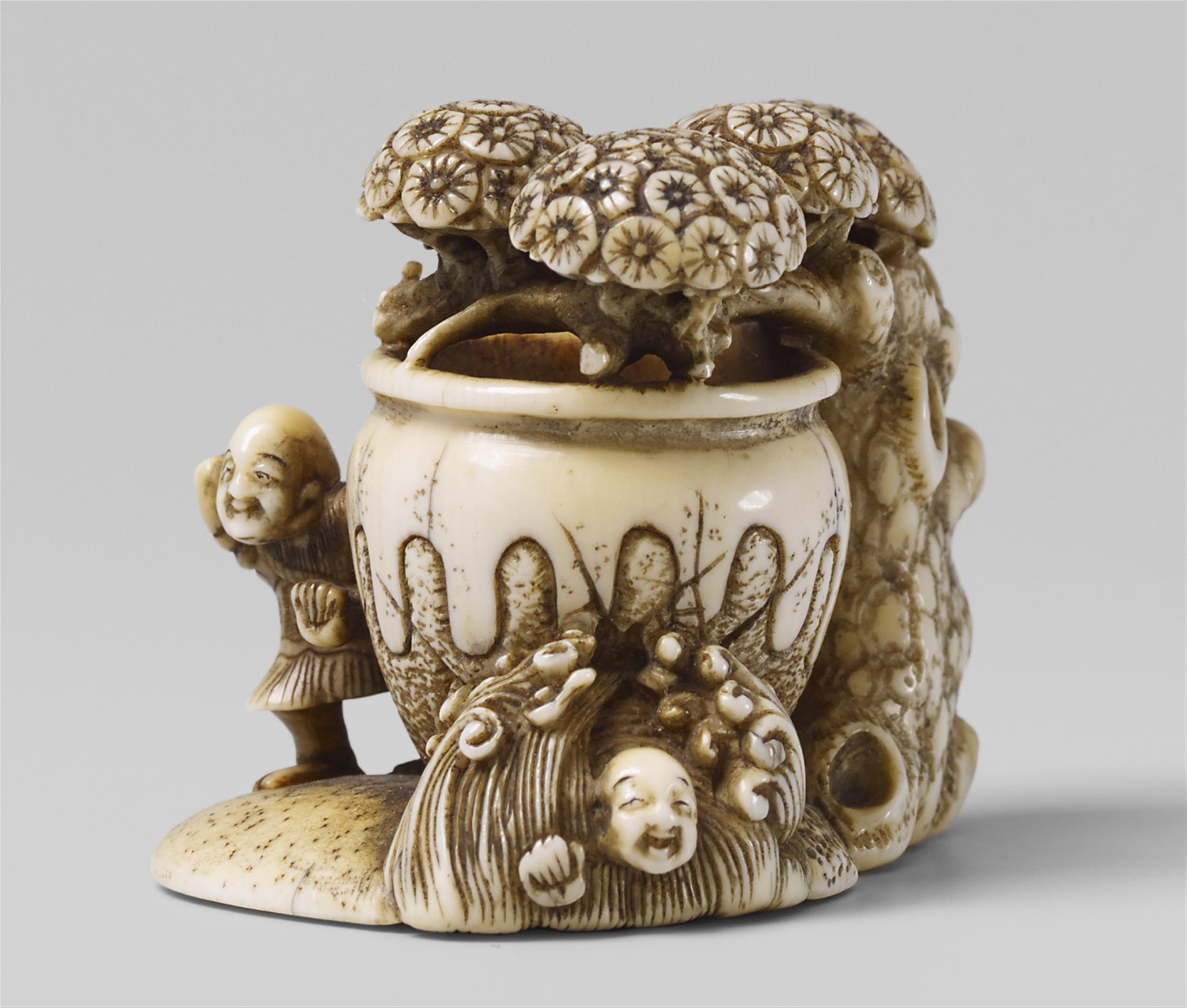 An ivory netsuke of Shiba Onko. Second half 19th century - image-1