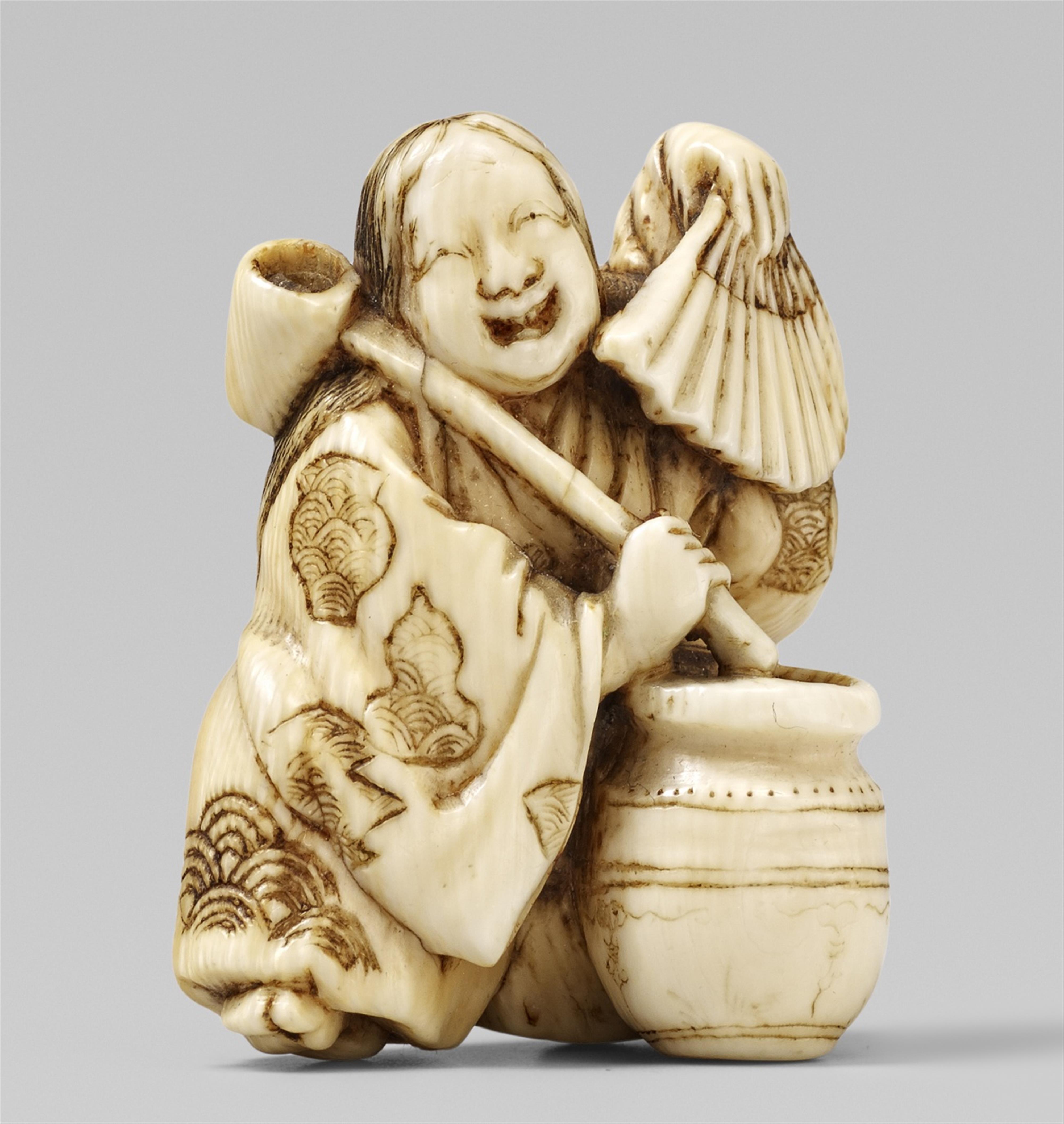 An ivory netsuke of a shôjô, by Shôunsai. Mid-19th century - image-1