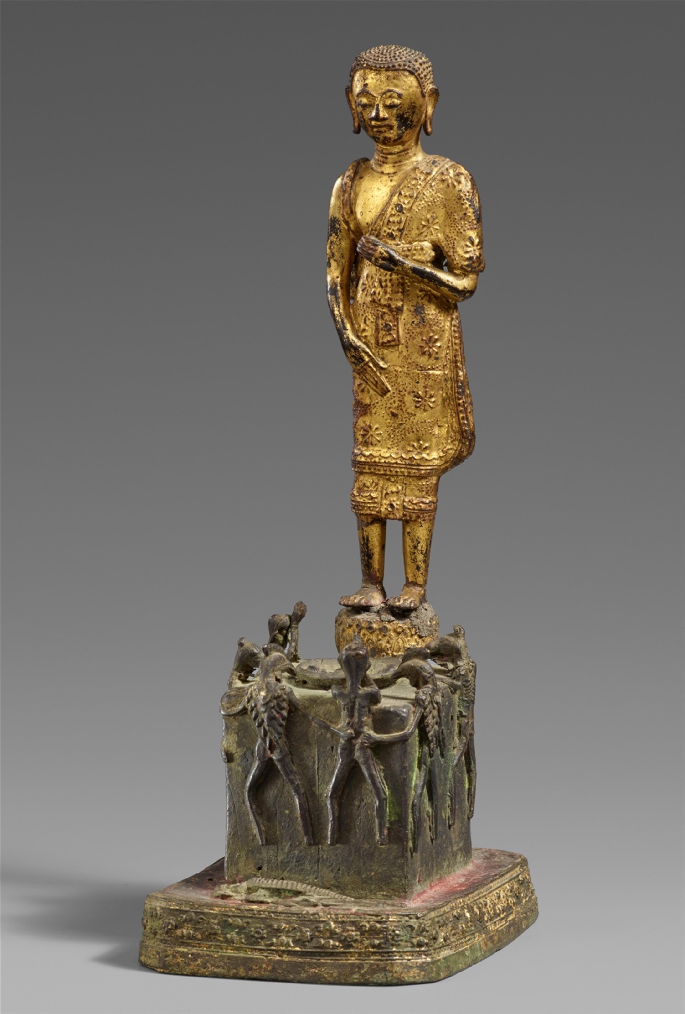 Phra Malai in der Hölle. Bronze über Schwarzlack, vergoldet. Thailand. Ratanakosin. 19. Jh. - image-1