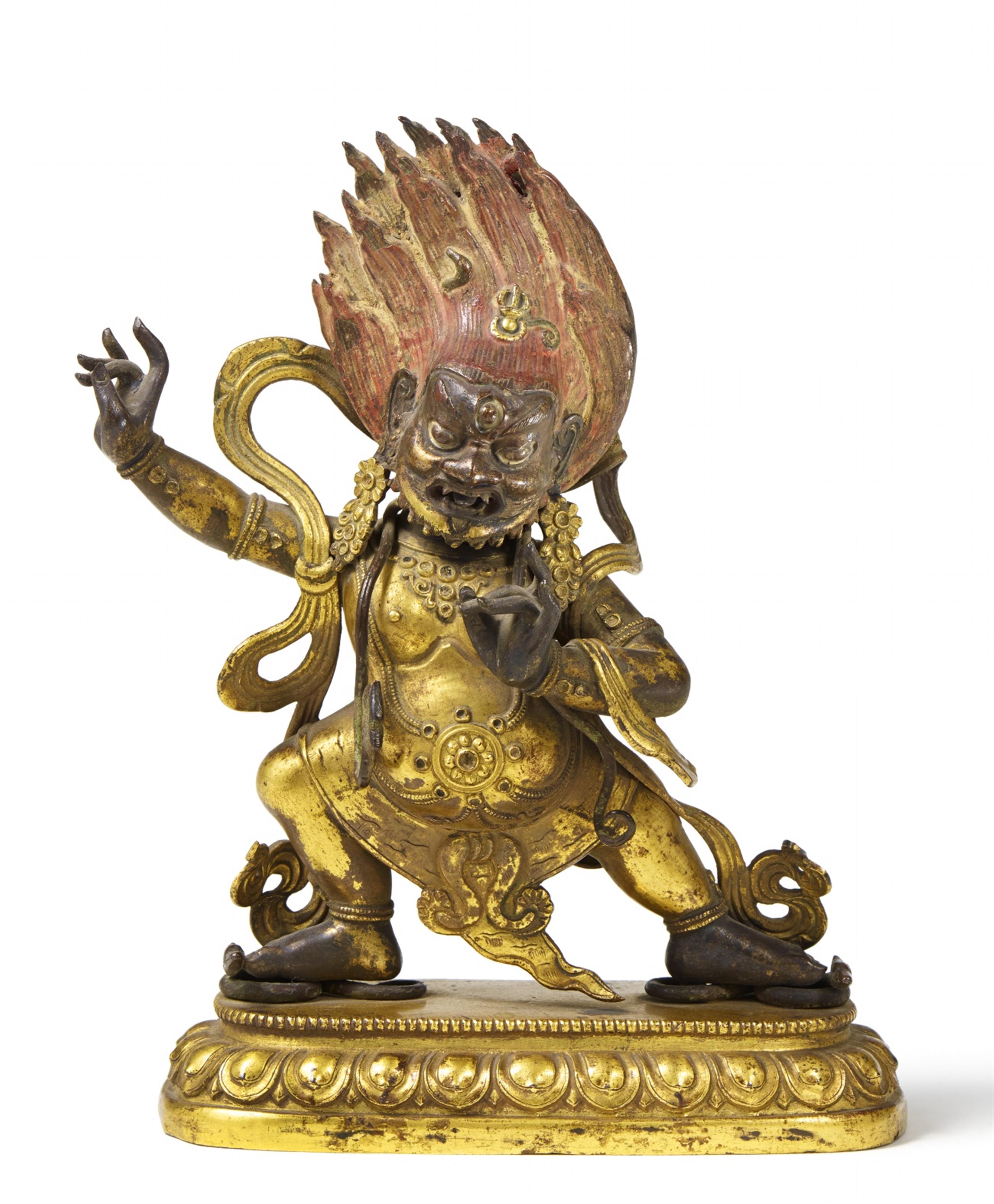 A Tibeto-Chinese gilt bronze figure of Vajrapani. 18th century - image-1