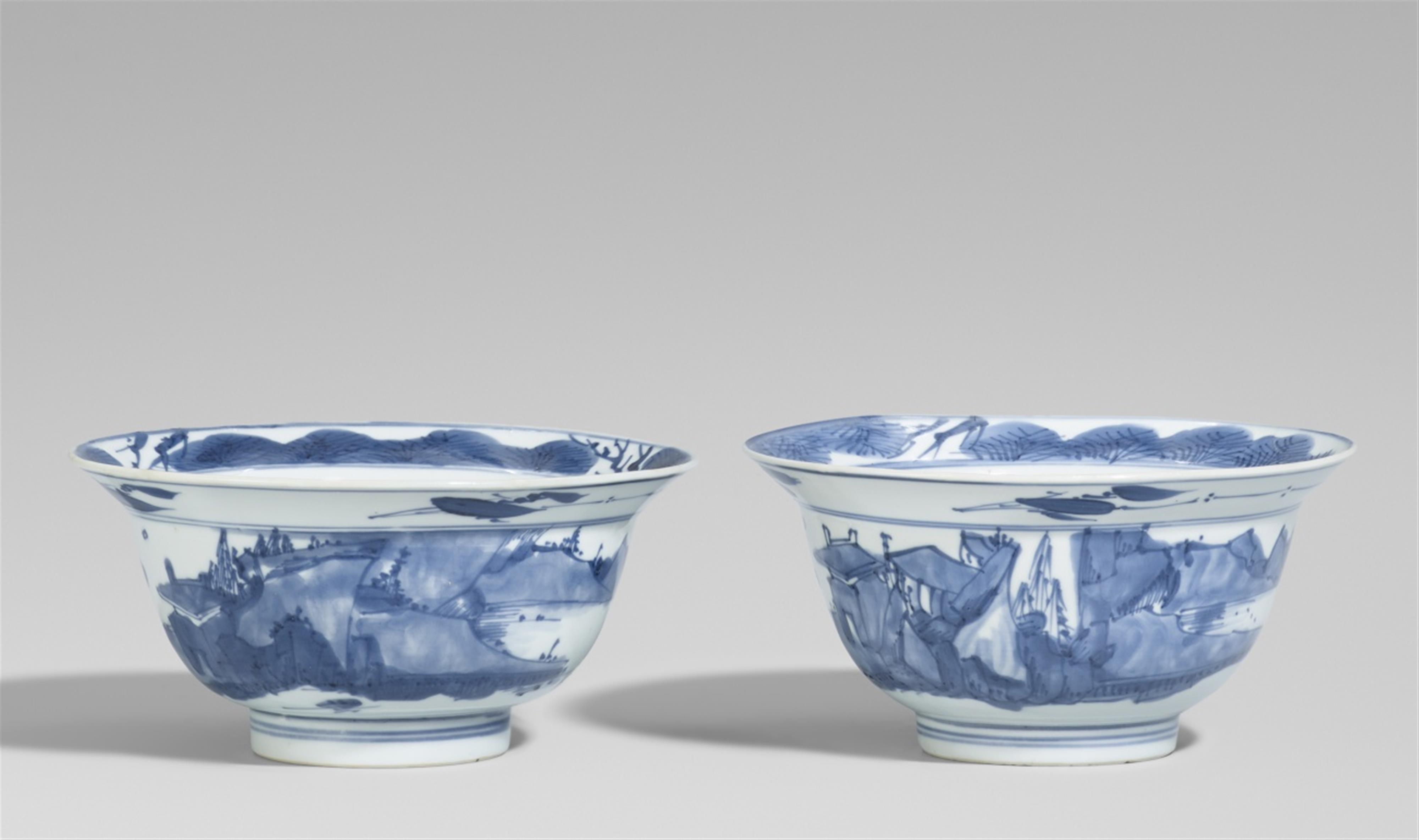 Two blue and white klapmuts bowls. 16th/17th century - image-2