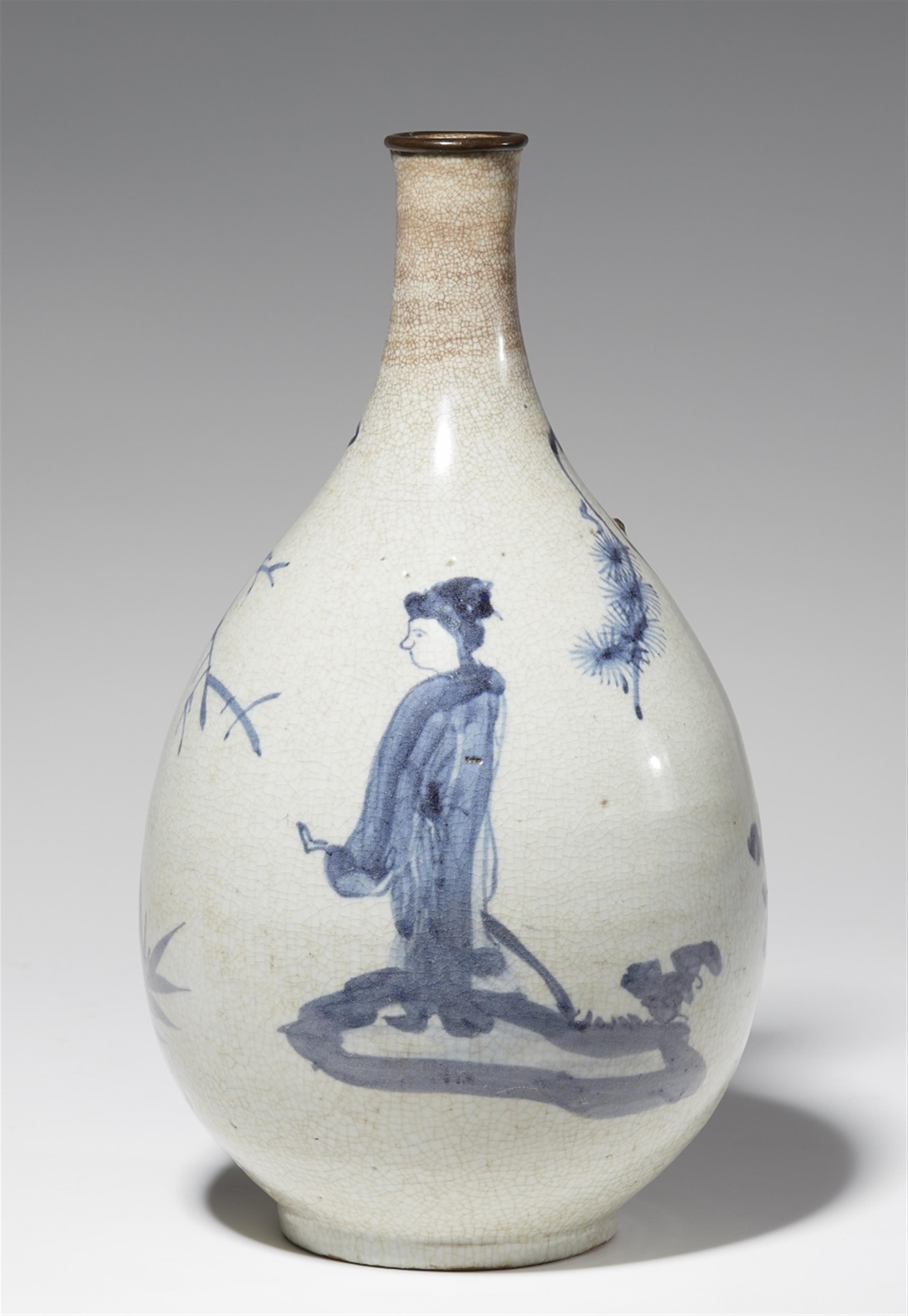 A Koren blue and white wine bottle. First half 19th century - image-2