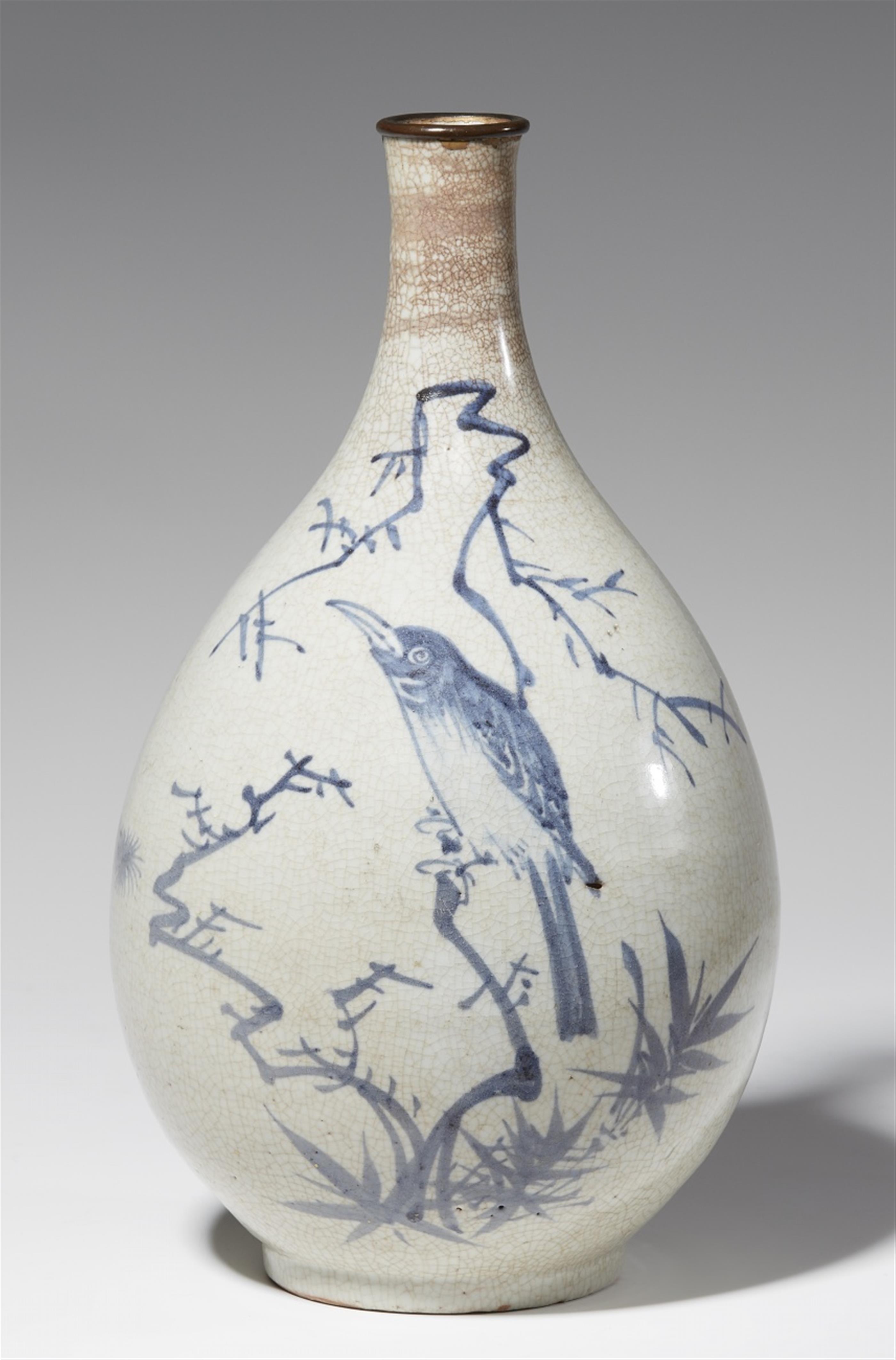 A Koren blue and white wine bottle. First half 19th century - image-1