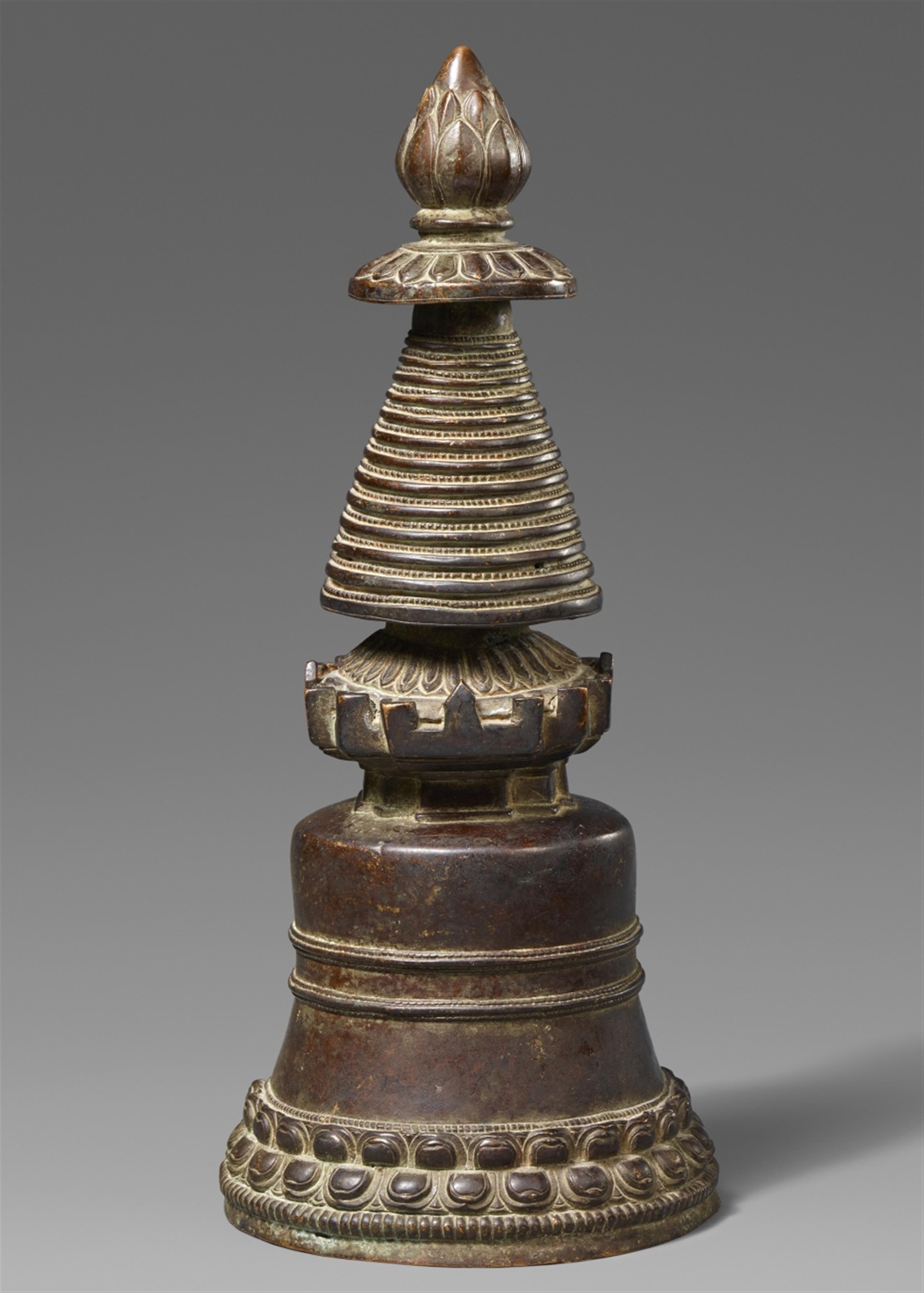 A Tibetan bronze Kadampa-stupa. Tibet - image-1