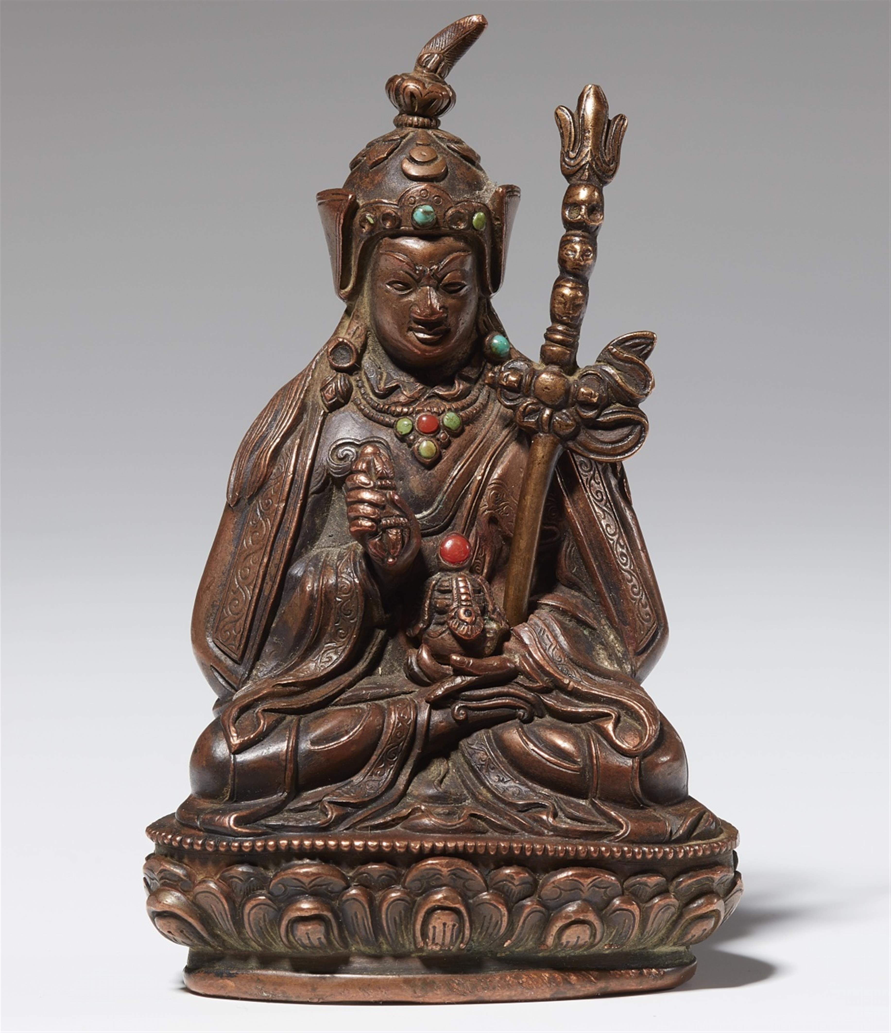 A Tibetan bronze figure of Padmasambhava. 18th/19th century - image-1
