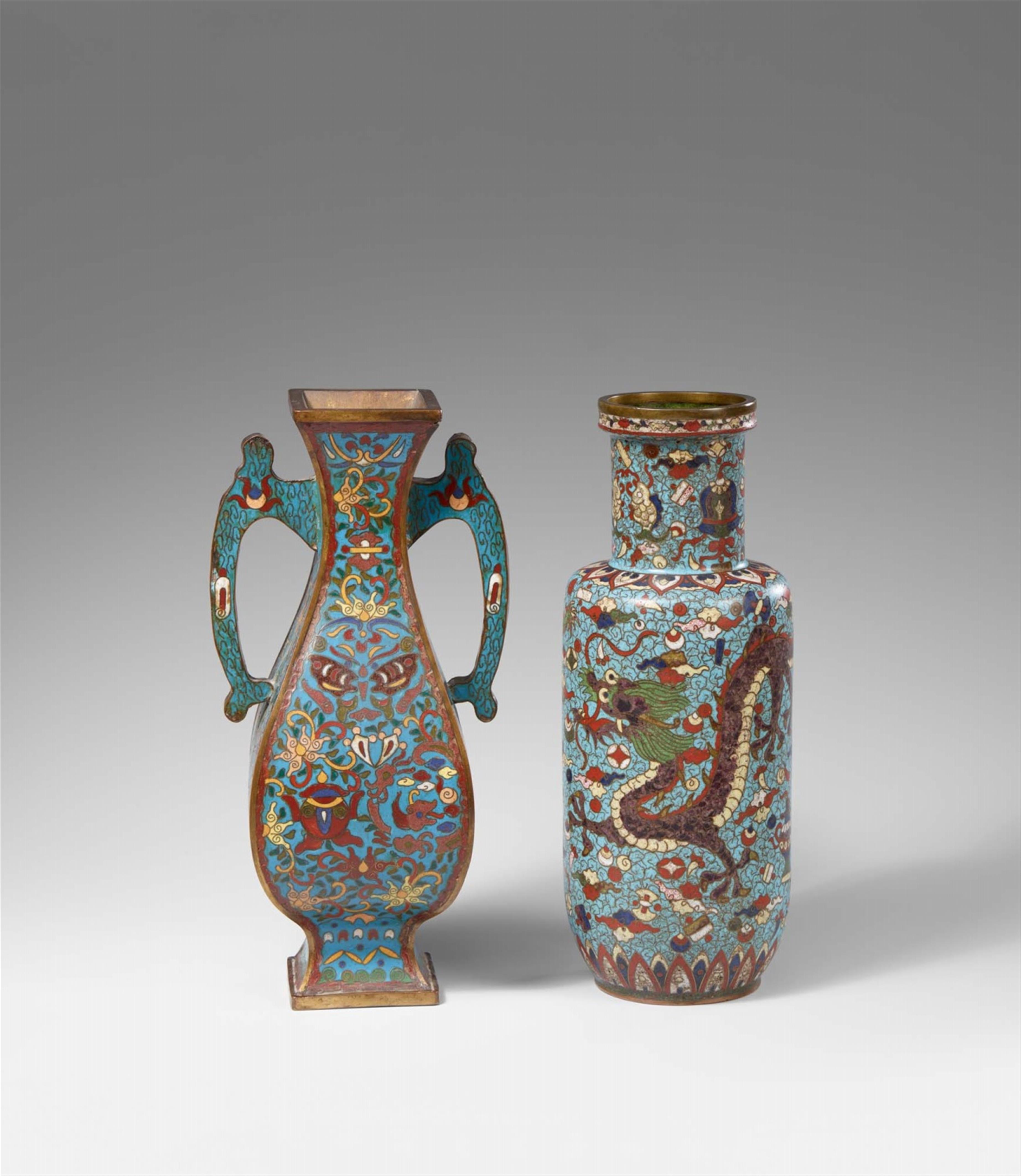 Two cloisonné enamel vases. Late 19th century - image-1