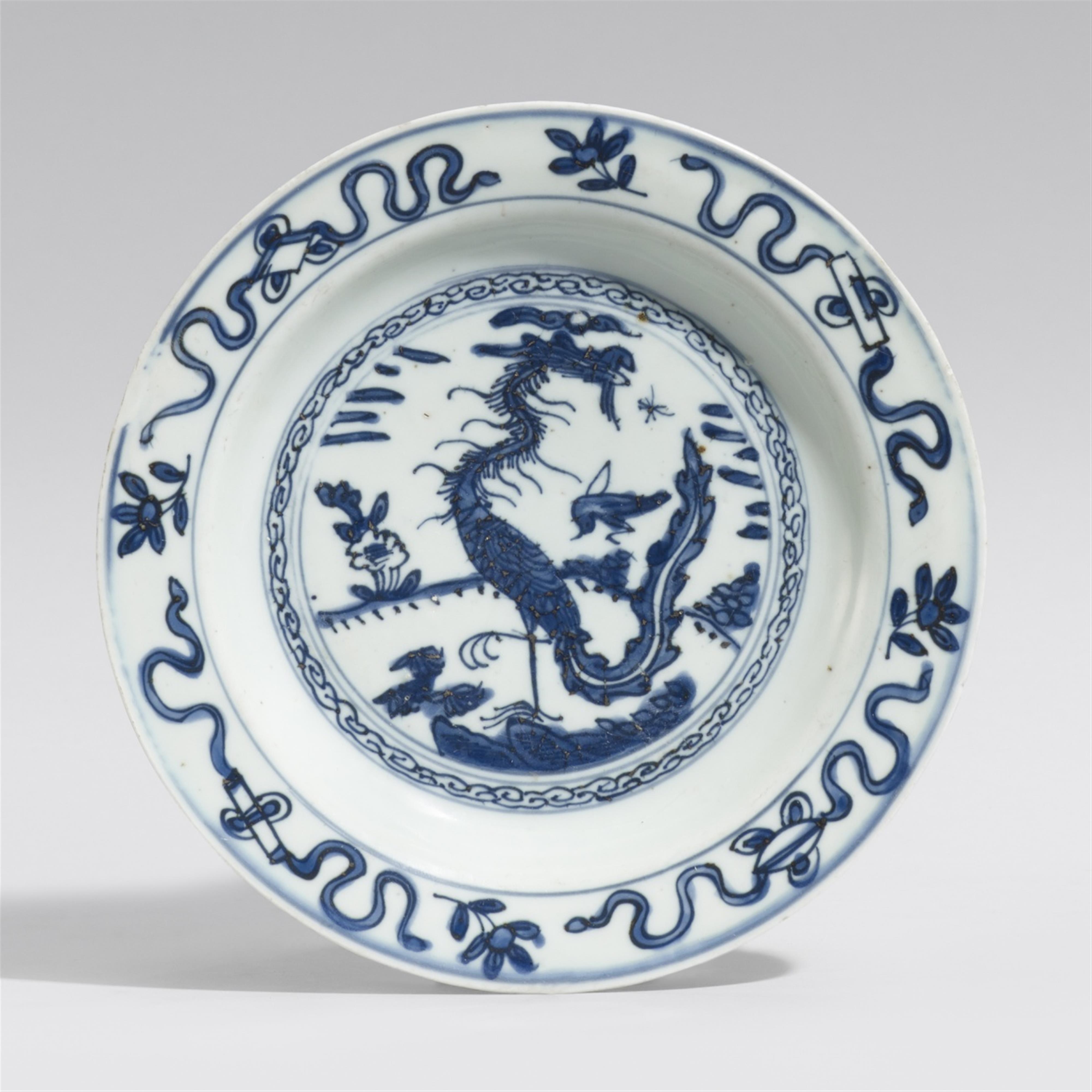 Blau-weißer Teller. Wanli-Periode (1572-1620) - image-2