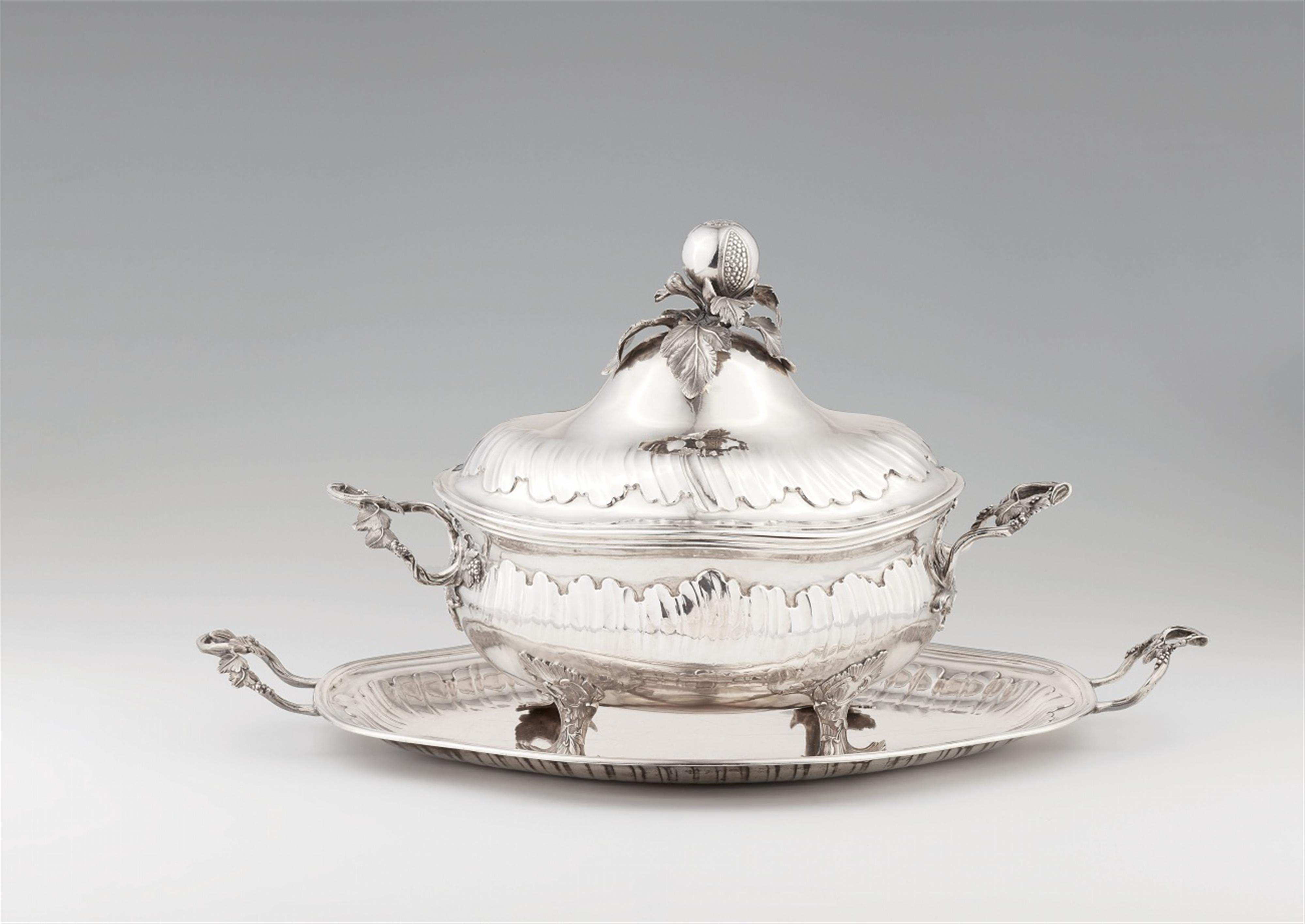 A Berlin rococo partially gilt silver covered tureen. Marks of Gebrüder Müller, ca. 1760. - image-1