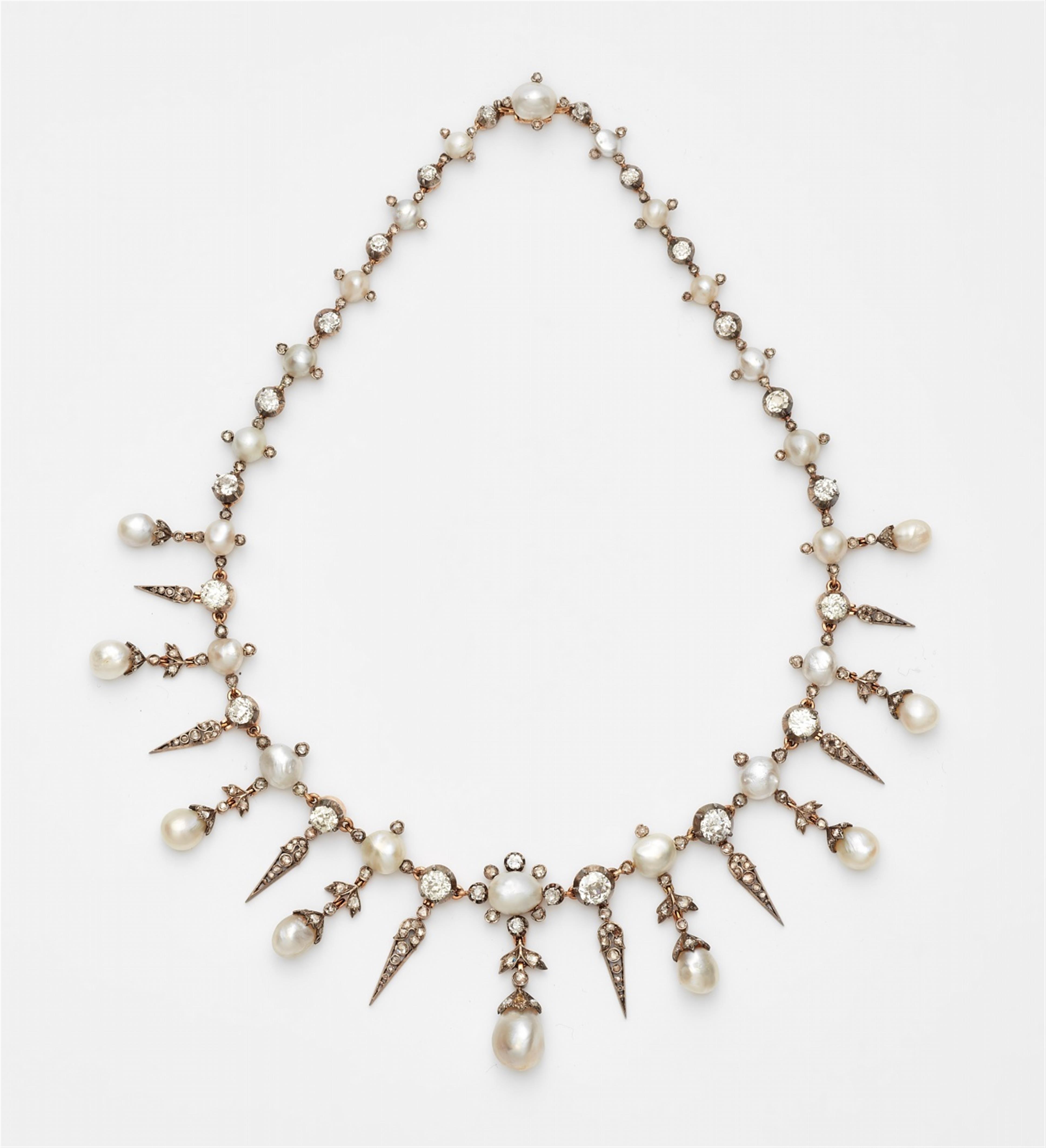 An Oriental pearl and diamond fringe necklace - image-1