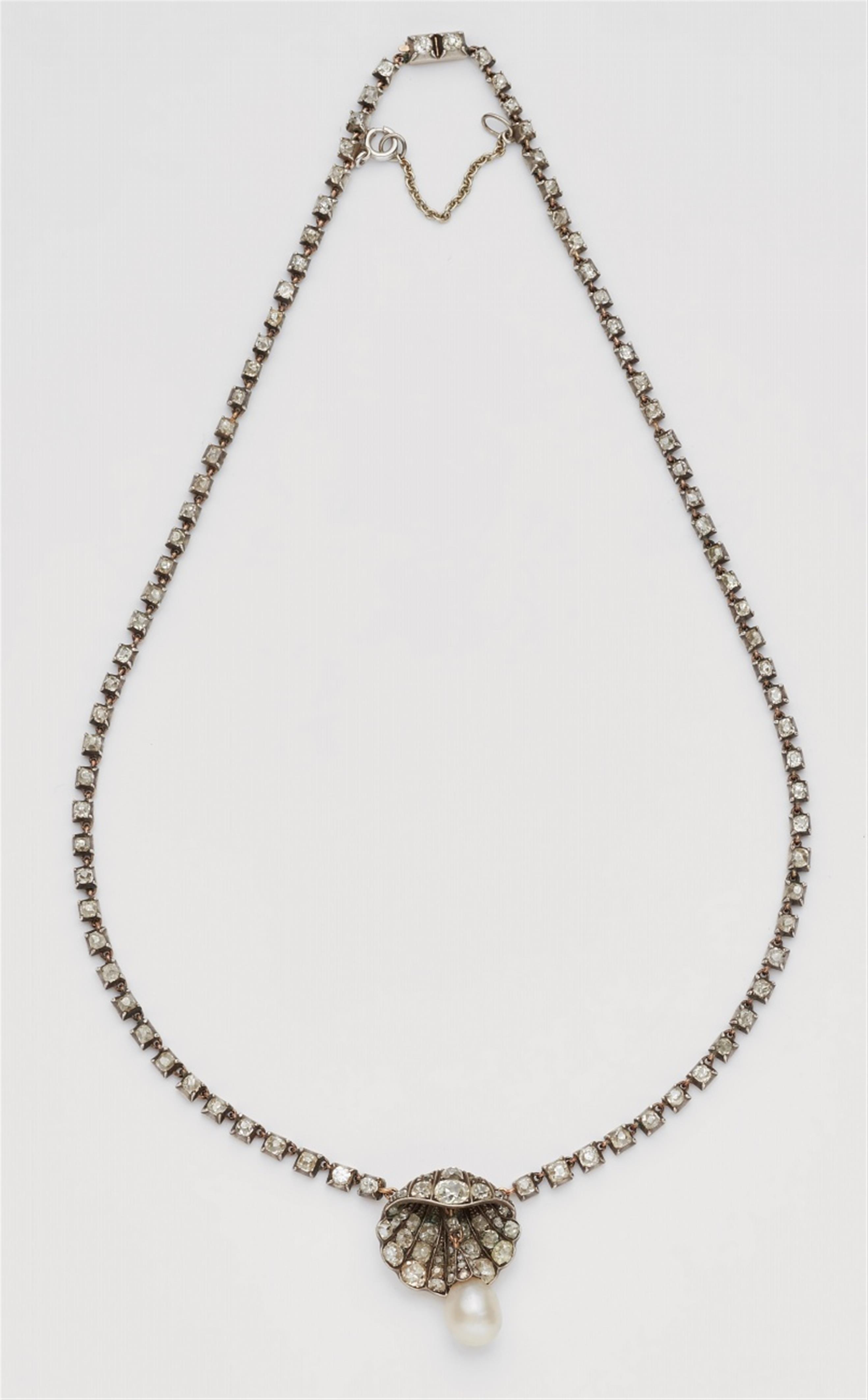 A Napoleon III Oriental pearl and diamond necklace - image-1