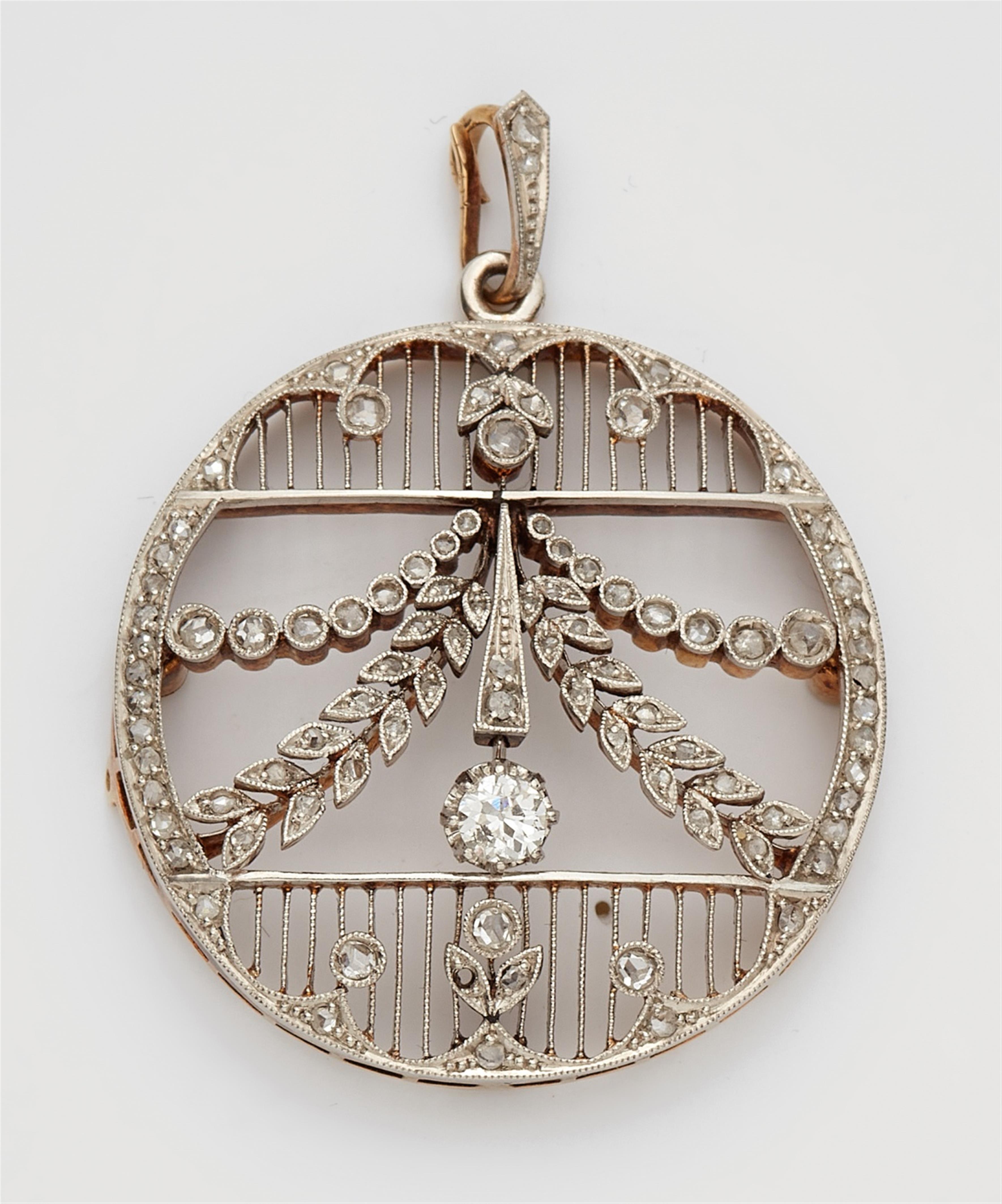 A Belle Epoque 14k gold and diamond pendant - image-1