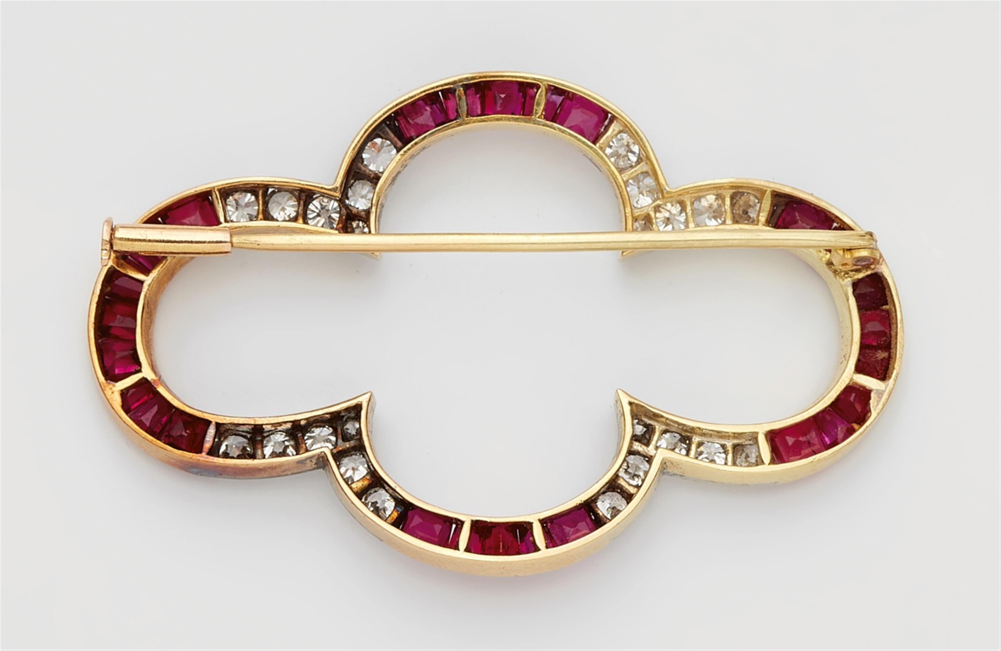 An 18k gold, diamond and ruby brooch - image-2