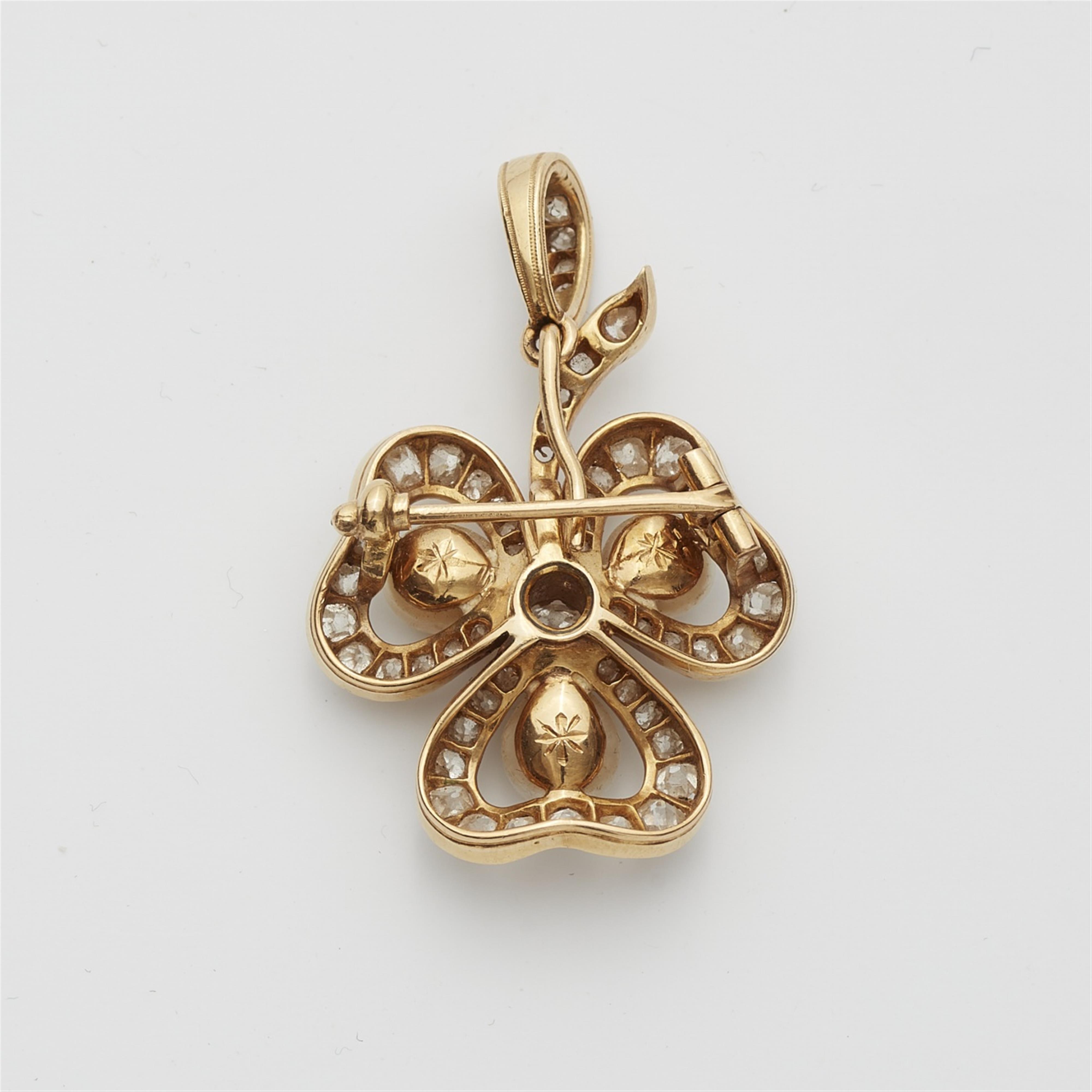 An 18k gold, diamond and pearl pendant brooch - image-2