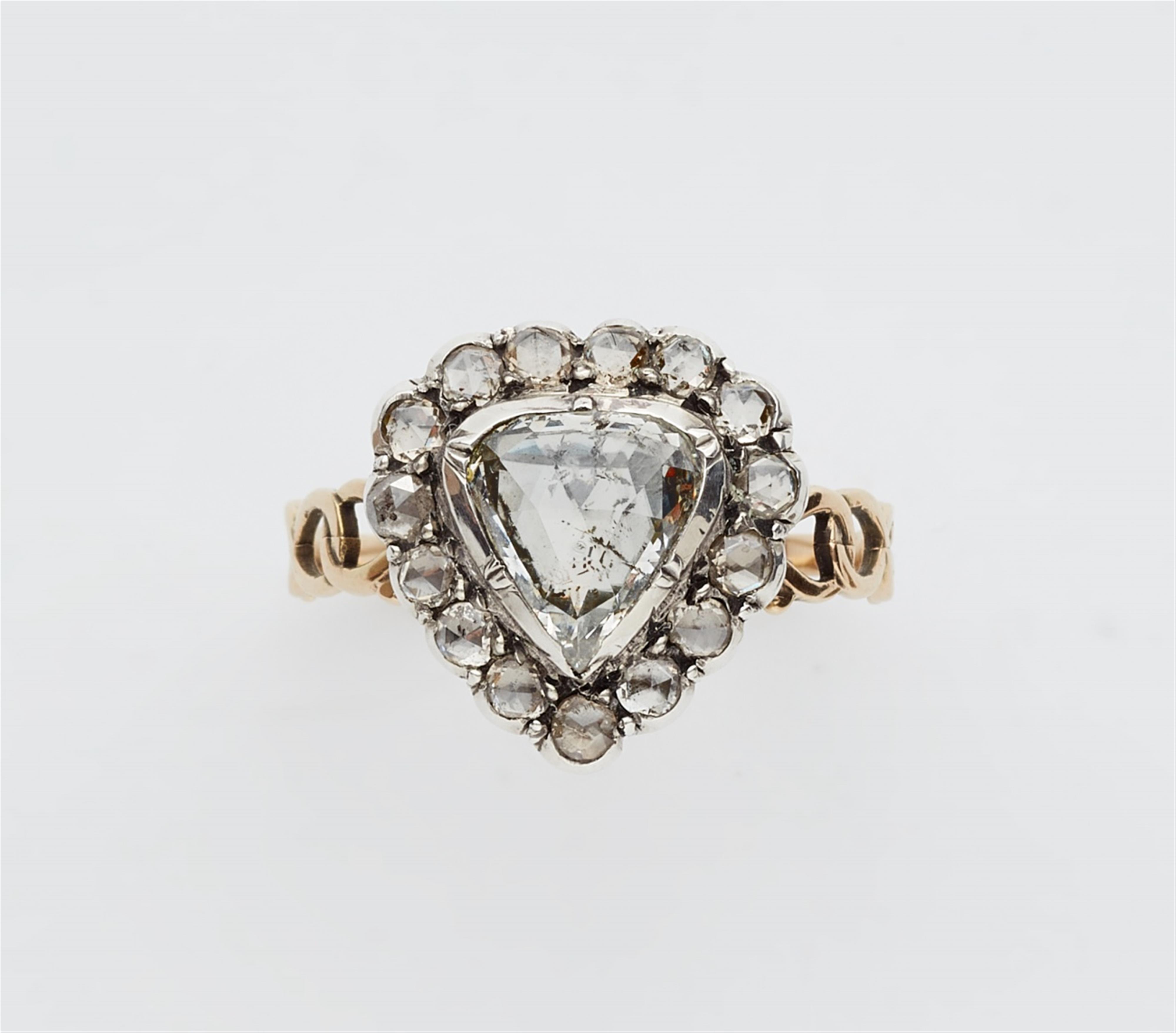 A 14k gold and rose-cut diamond George III heart ring - image-4