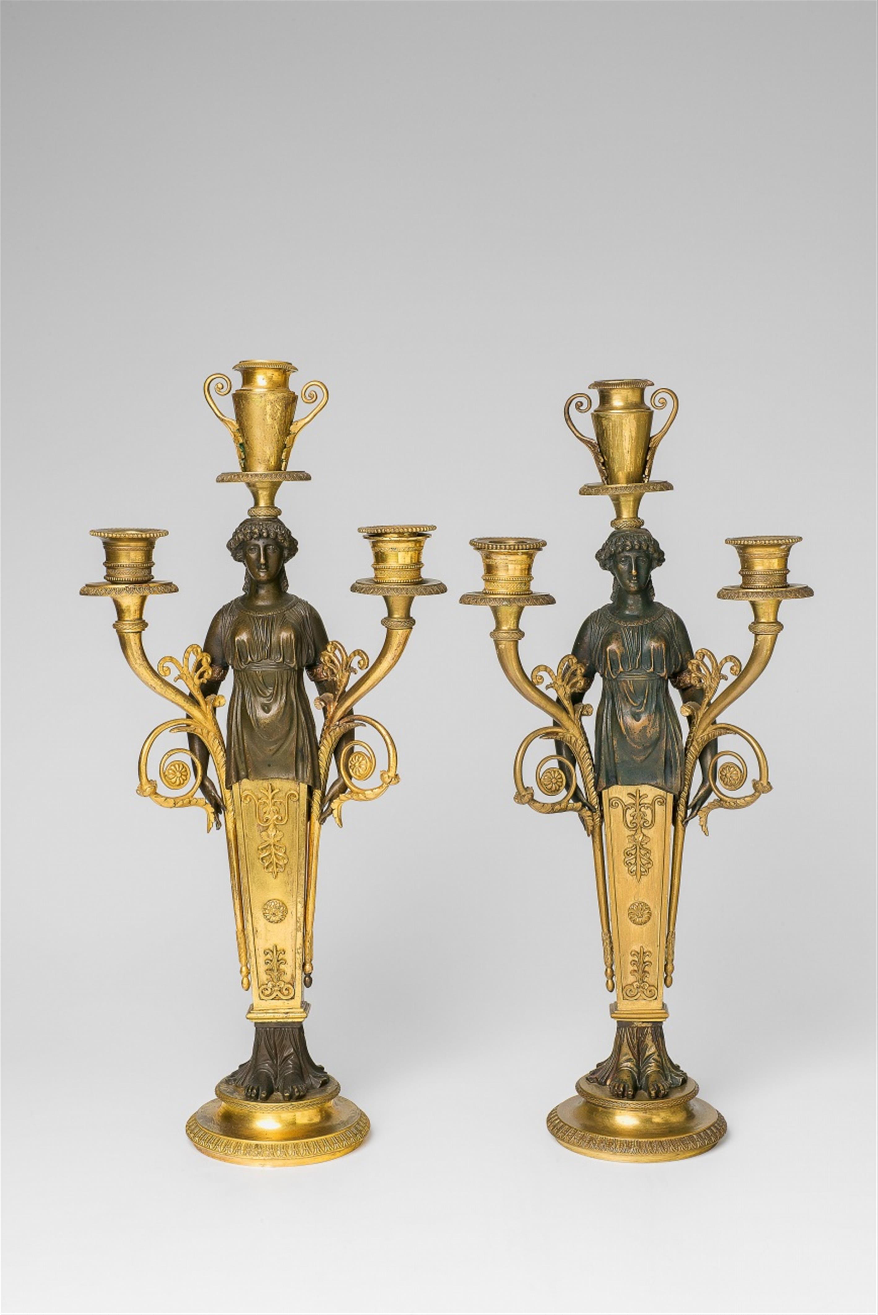 A pair of rare Empire ormolu candelabra - image-1