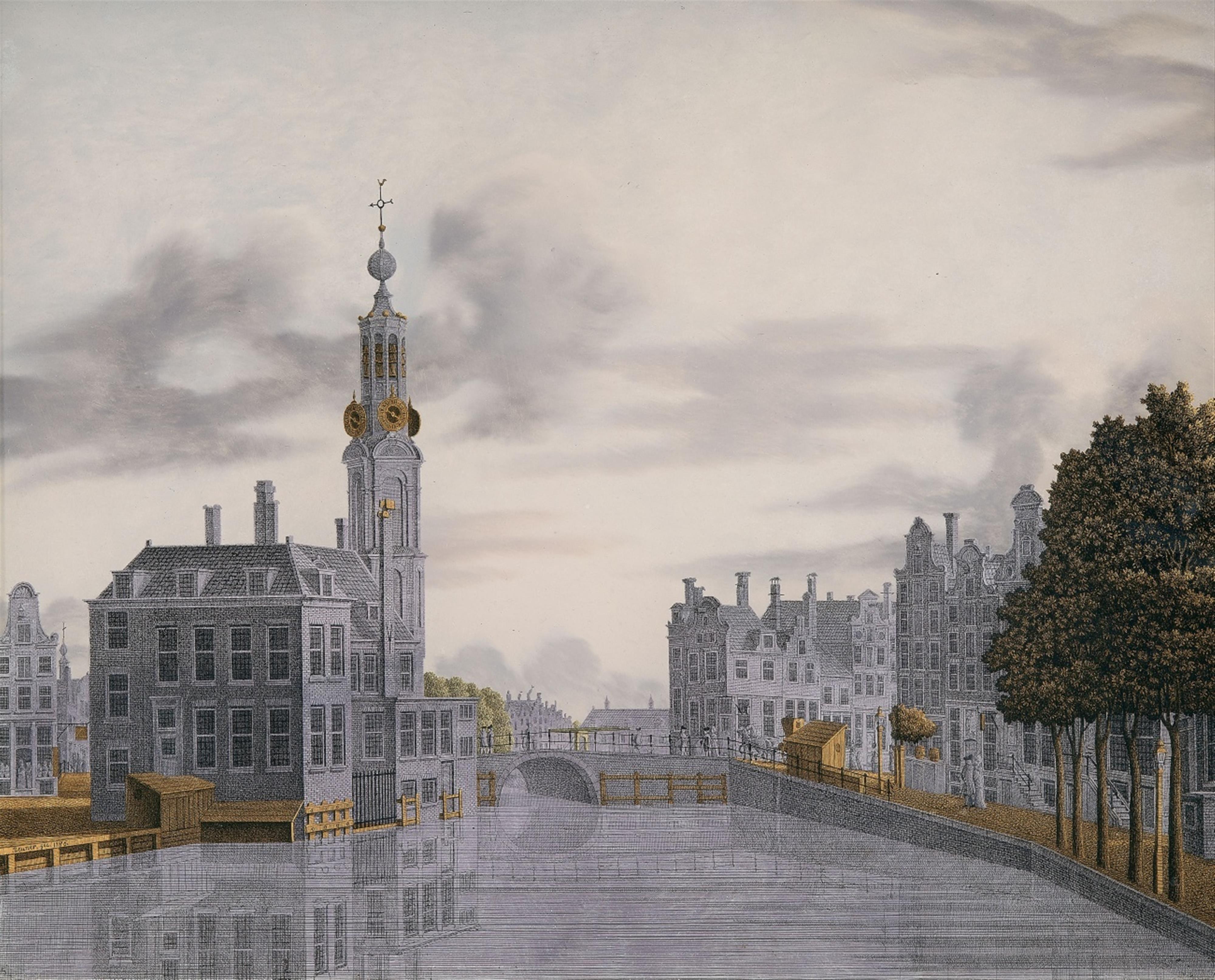 An eglomisé painting of Singel and Munttoren in Amsterdam - image-1