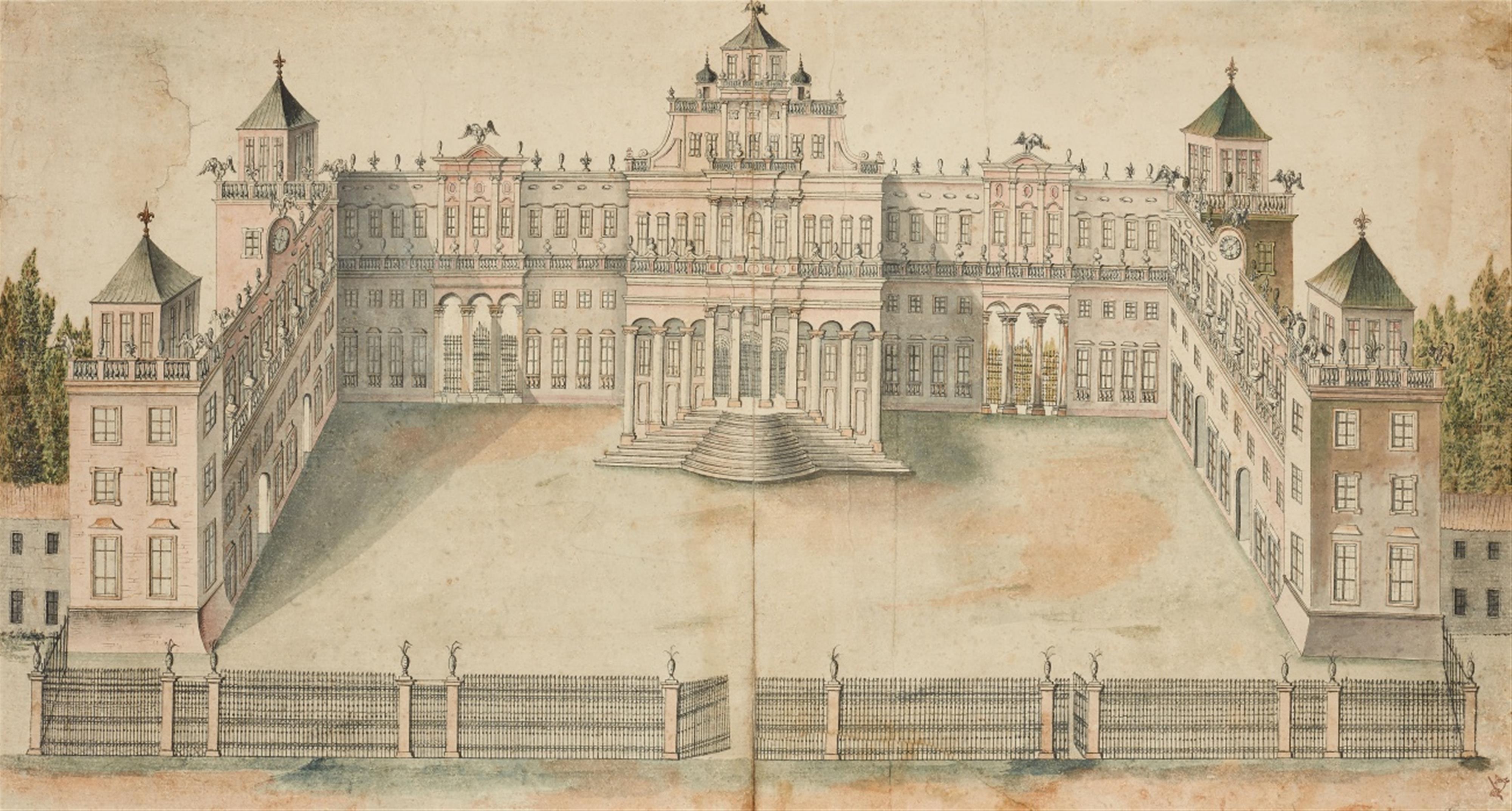 Probably French School probably 17th century - Study of a Palace Facade - image-1