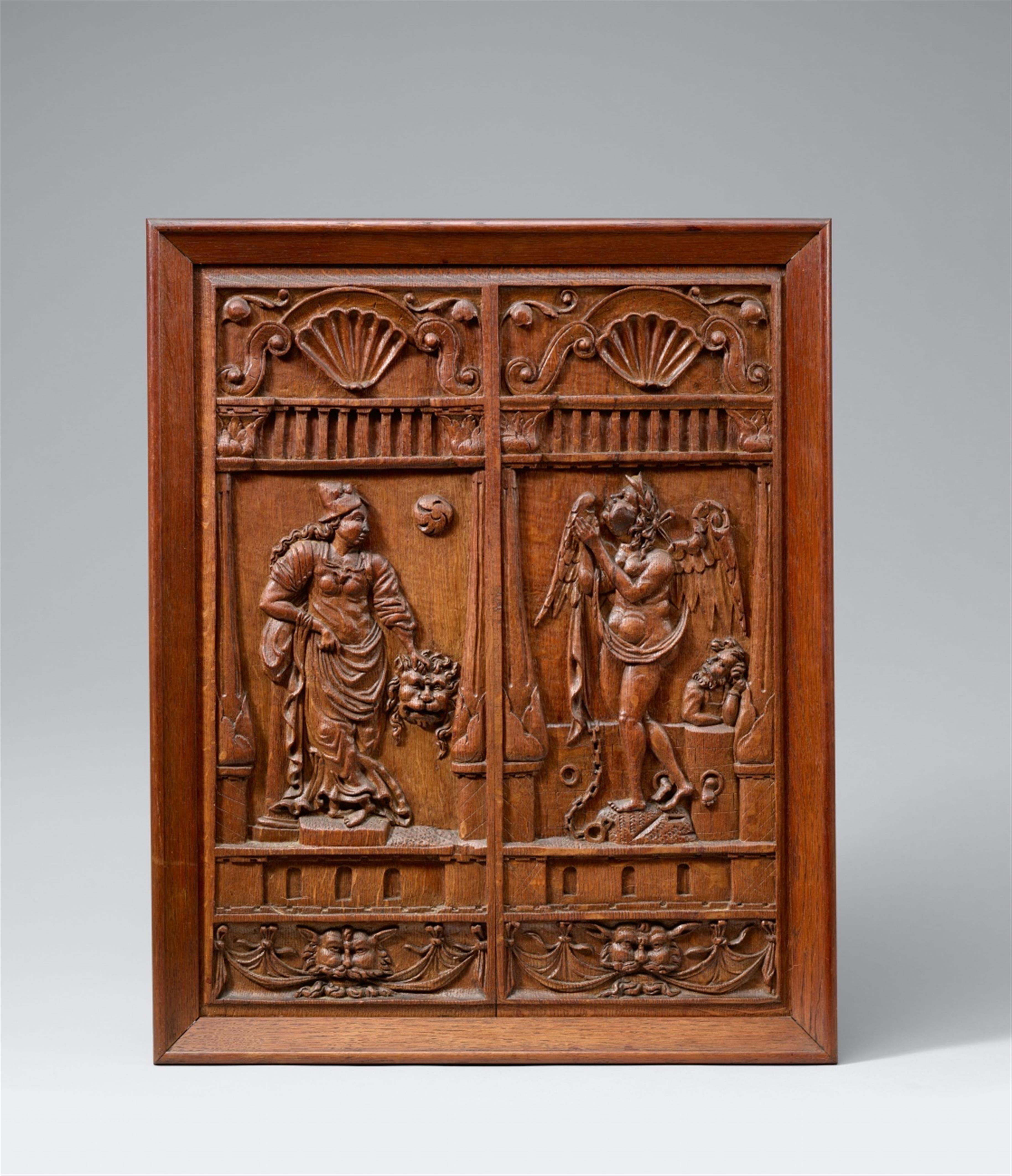 Westphalia 2nd half 16th century - A carved oak relief of Fortitudo and Caritas, Westphalia, second half 16th century - image-1