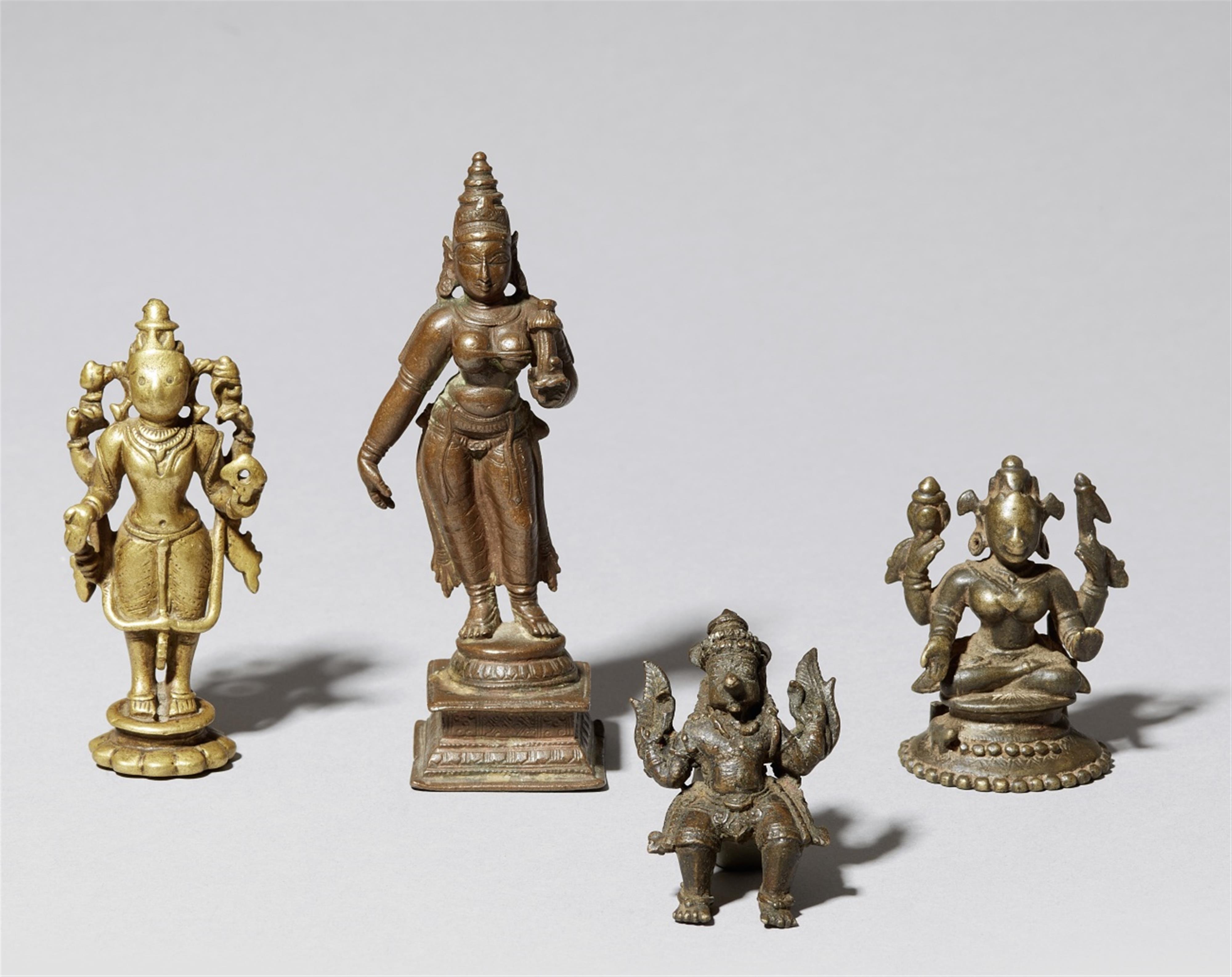 Four Indian brass and copper aloy figures - image-1