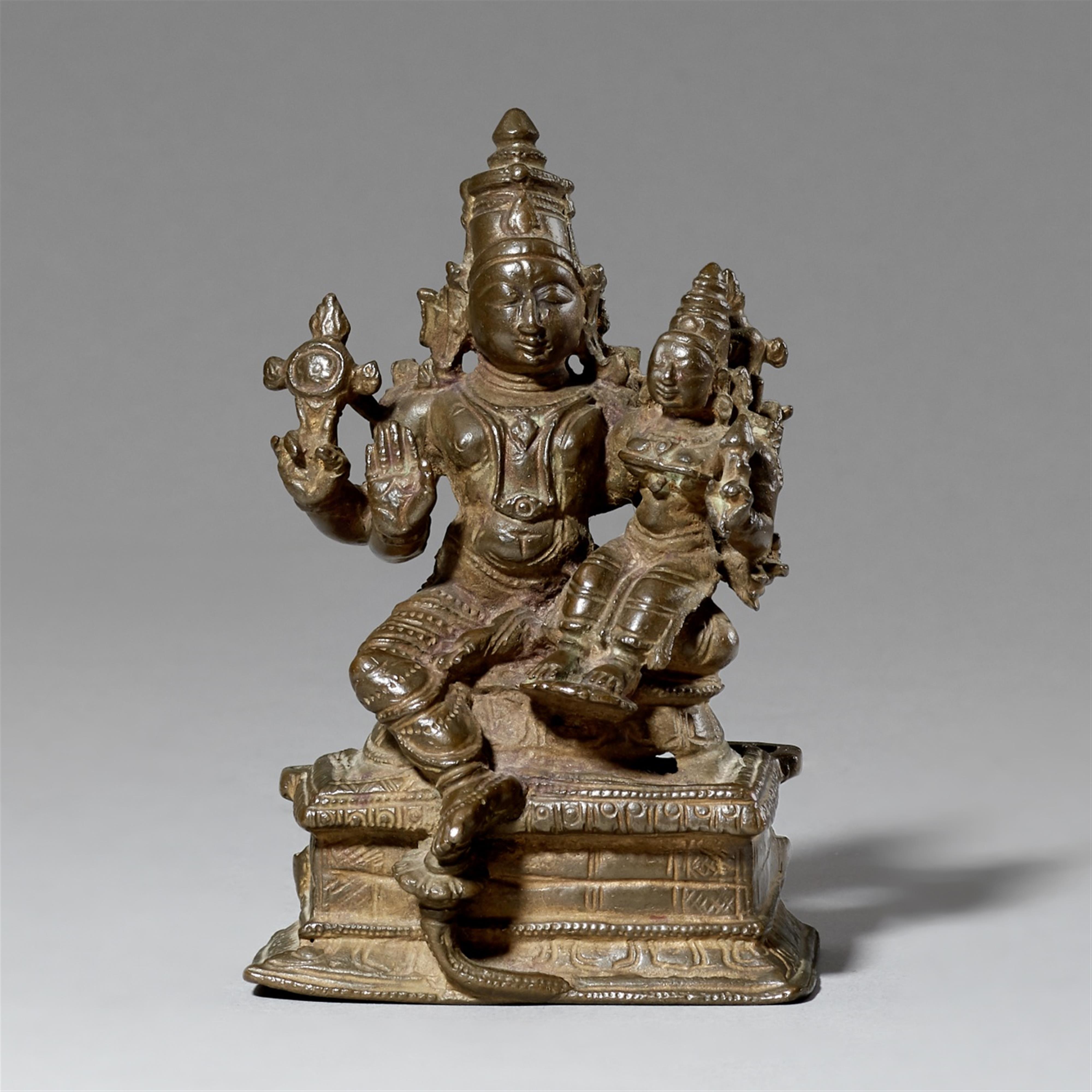 A South Indian copper alloy Lakshmi Narayana. 17th/19th century - image-1