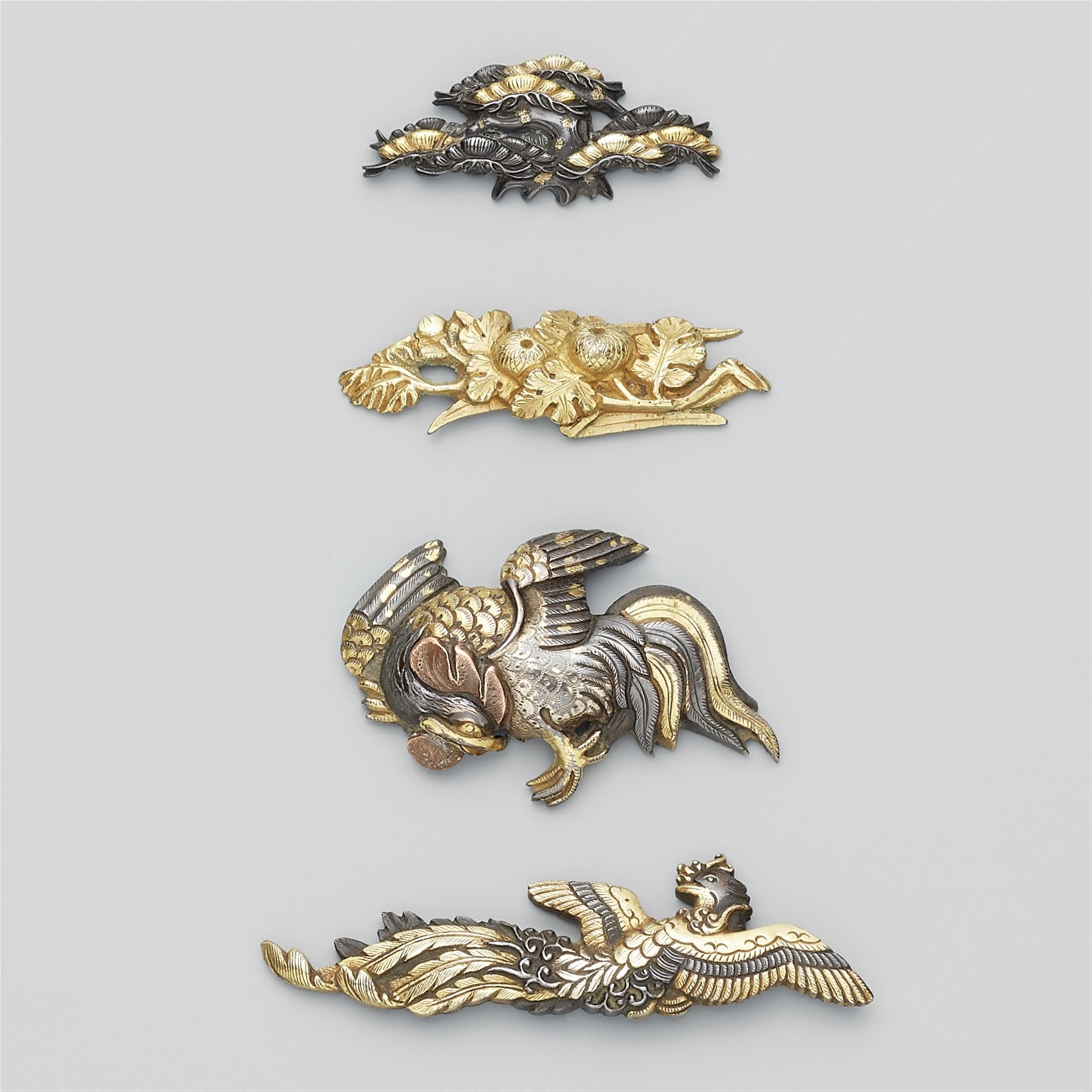 Four single mixed metal menuki. 18th/19th century - image-1
