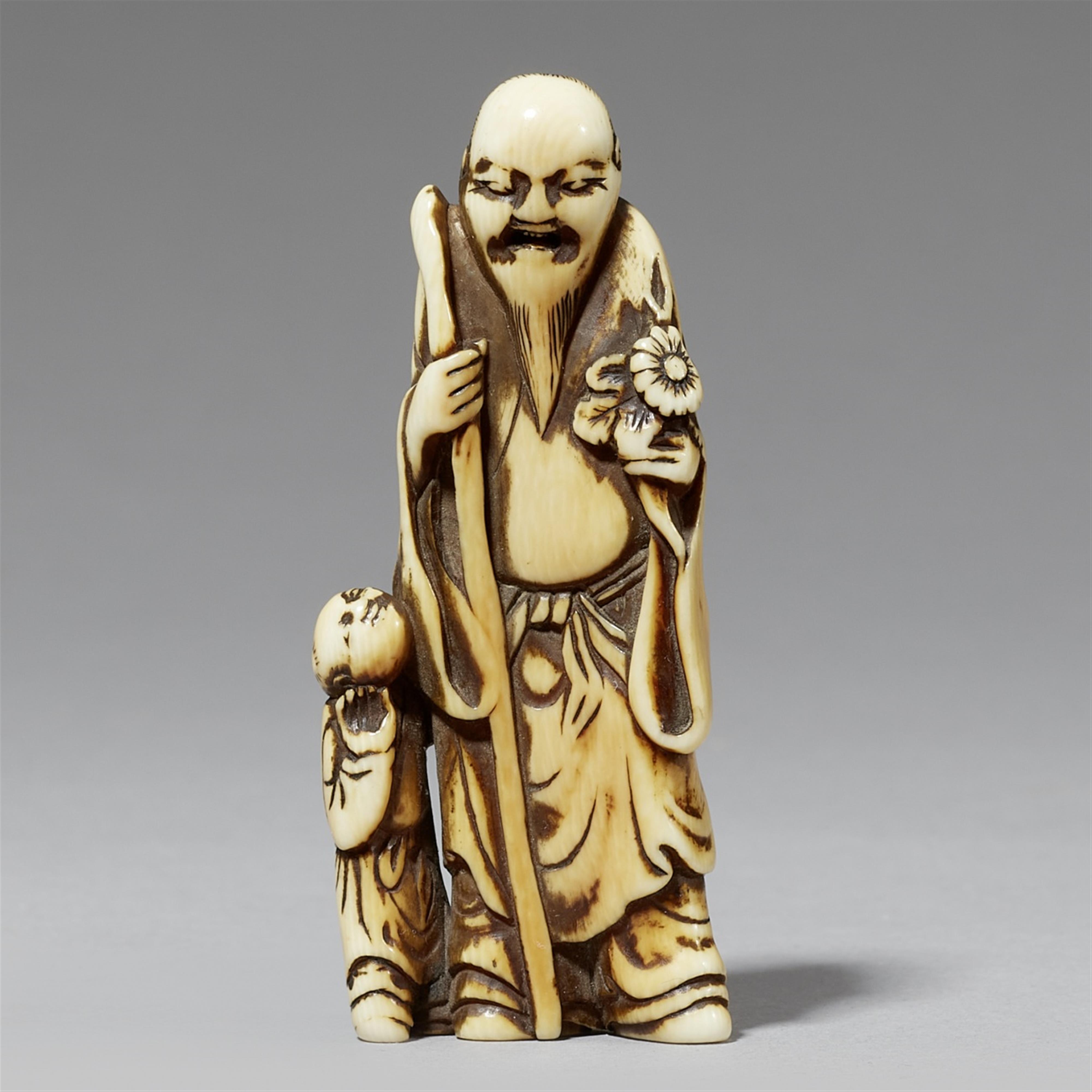 A rare ivory netsuke of Toenmei. Late 18th century - image-1