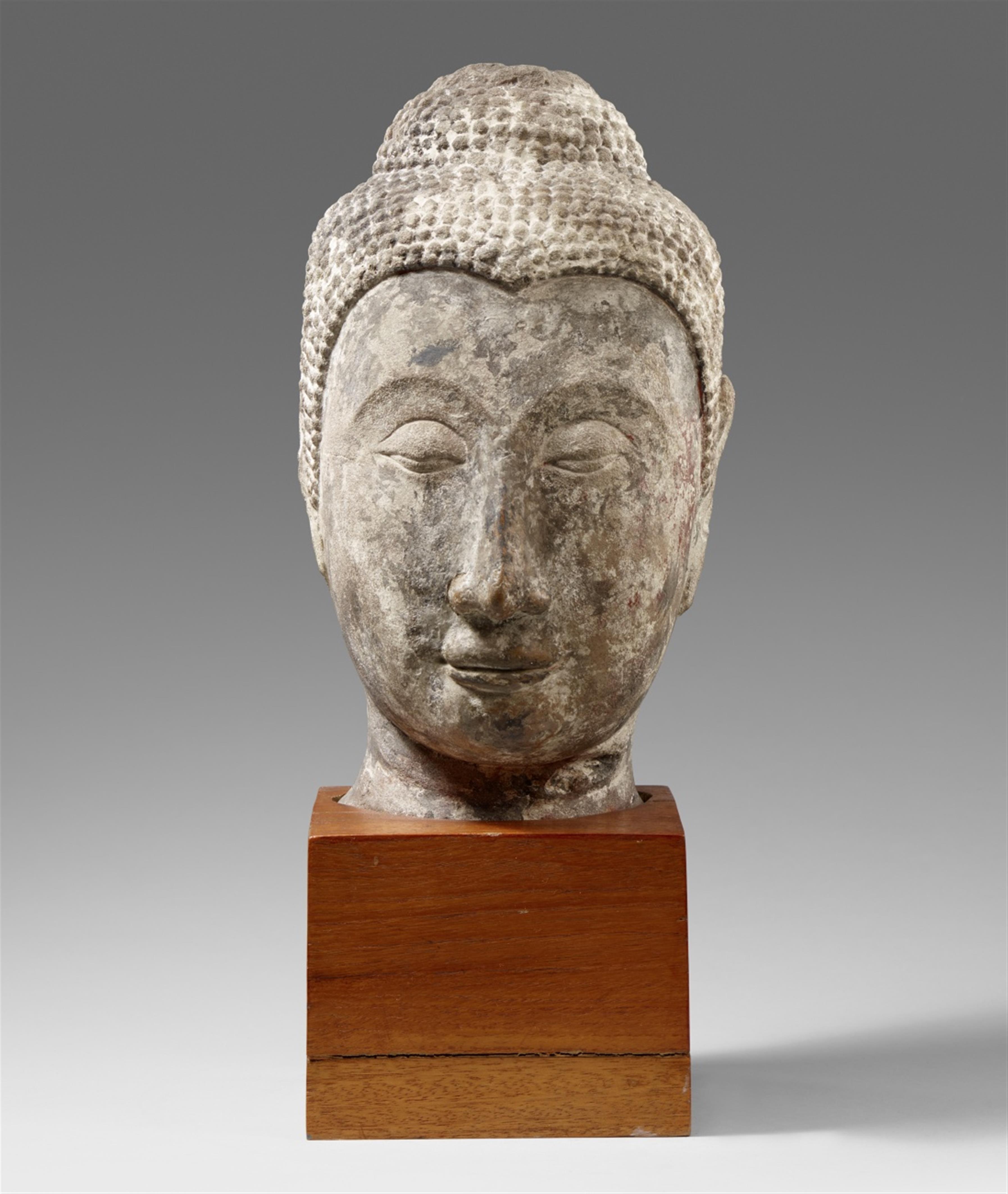 An Ayutthaya sandstone head of a Buddha. Thailand. 15th/16th century - image-1