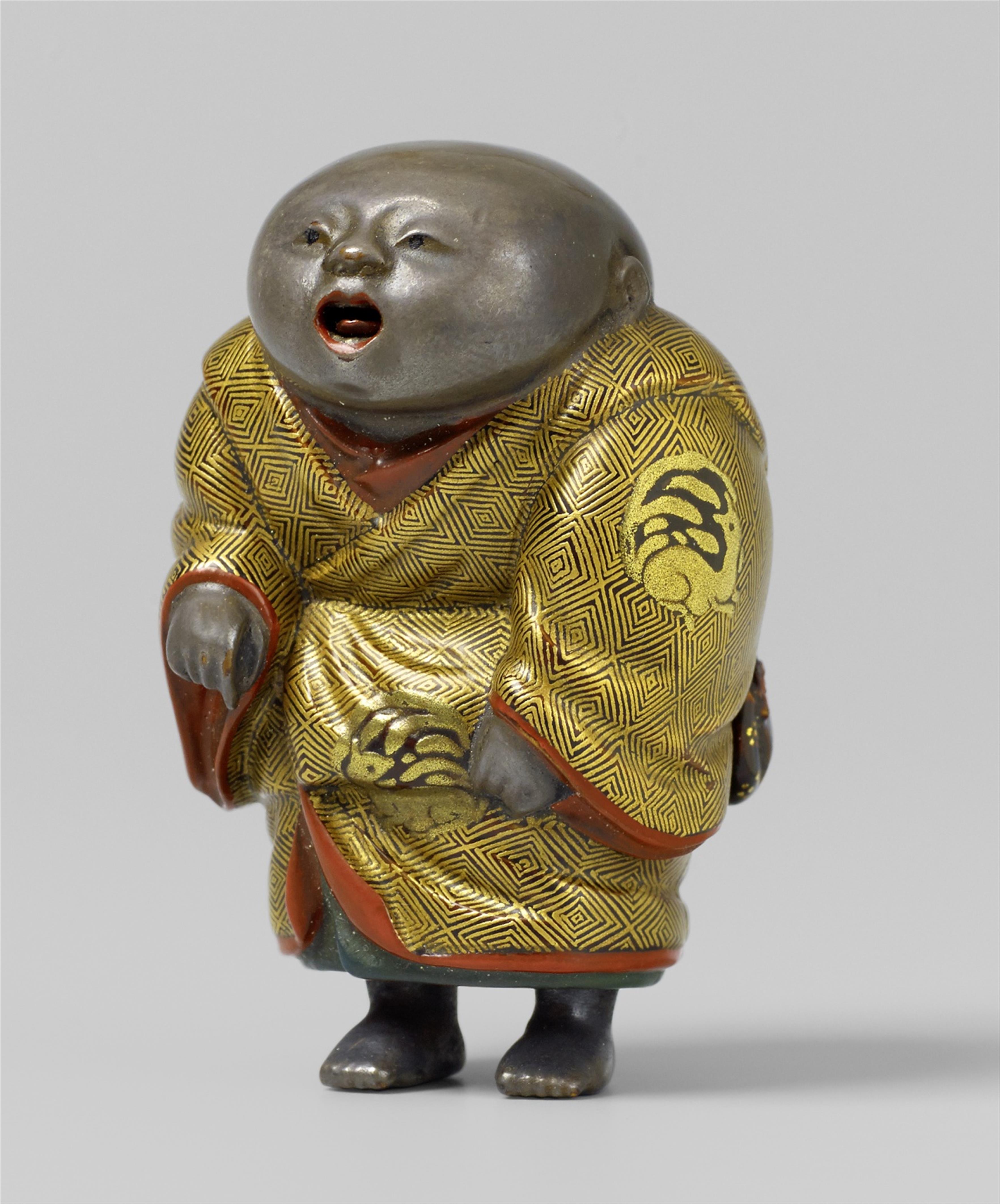 A fine lacquer netsuke of a boy. Second half 19th century - image-1