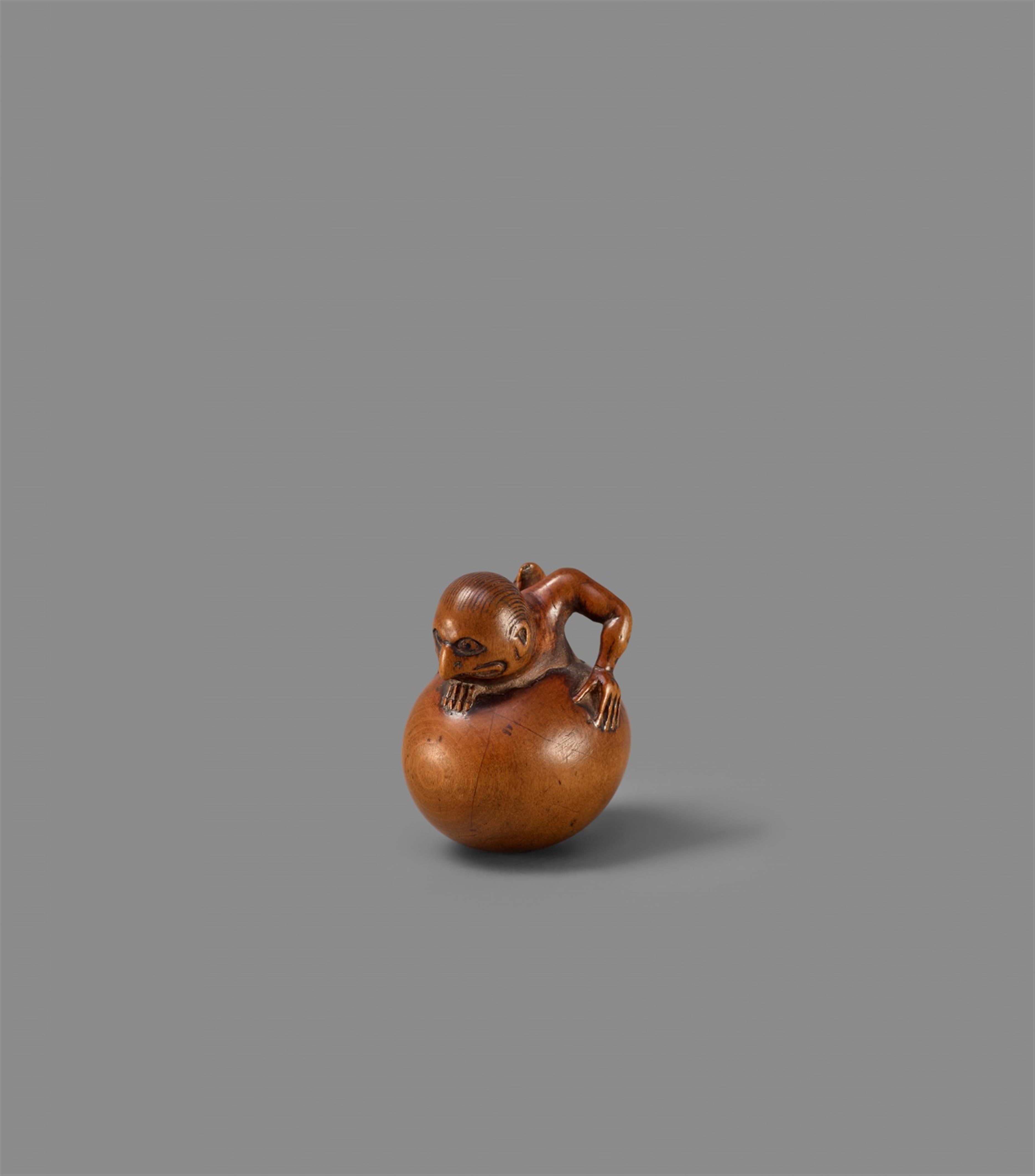 A boxwood netsuke of tengu no tamago. Second half 18th century - image-2