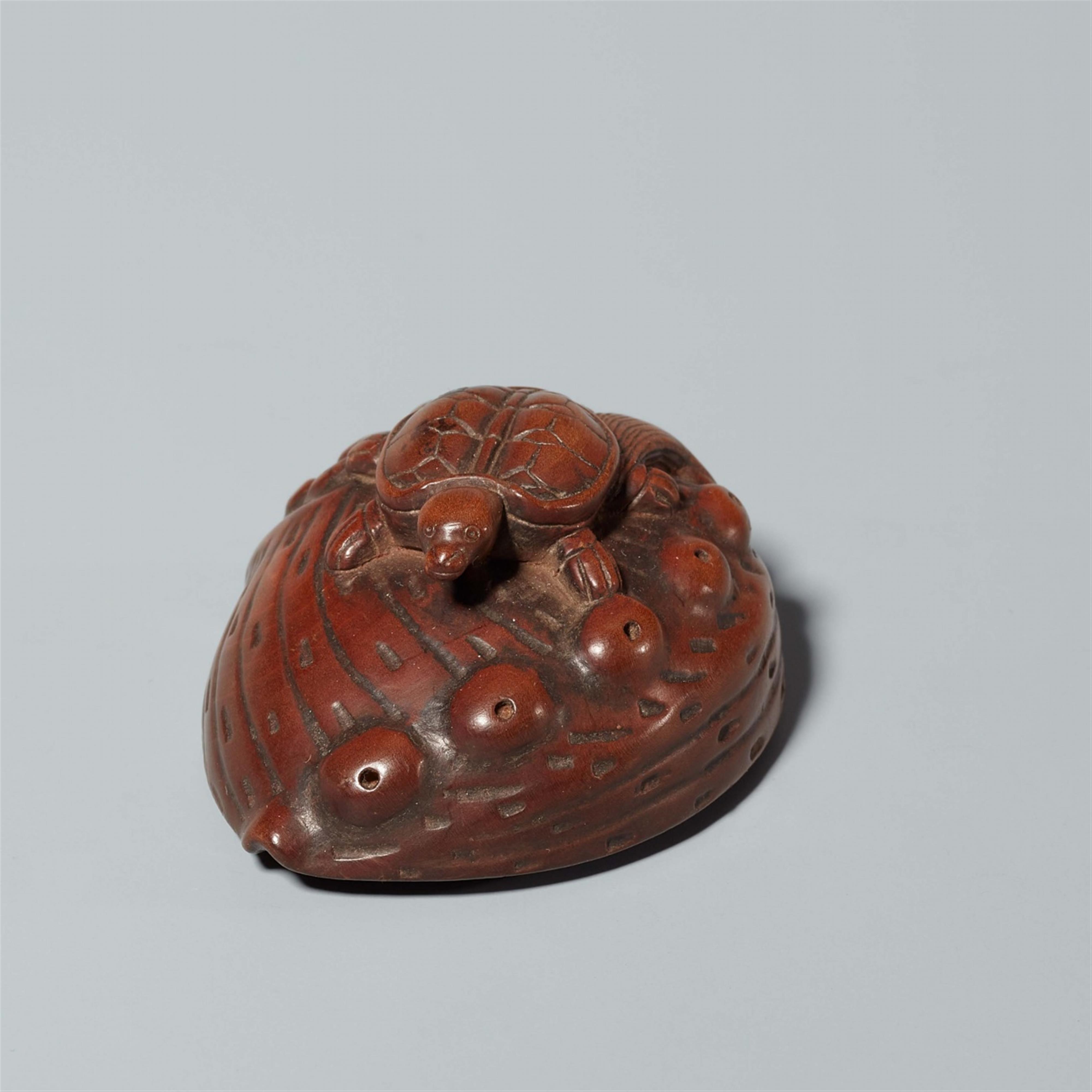 A boxwood netsuke of a minogame. 18th century - image-4