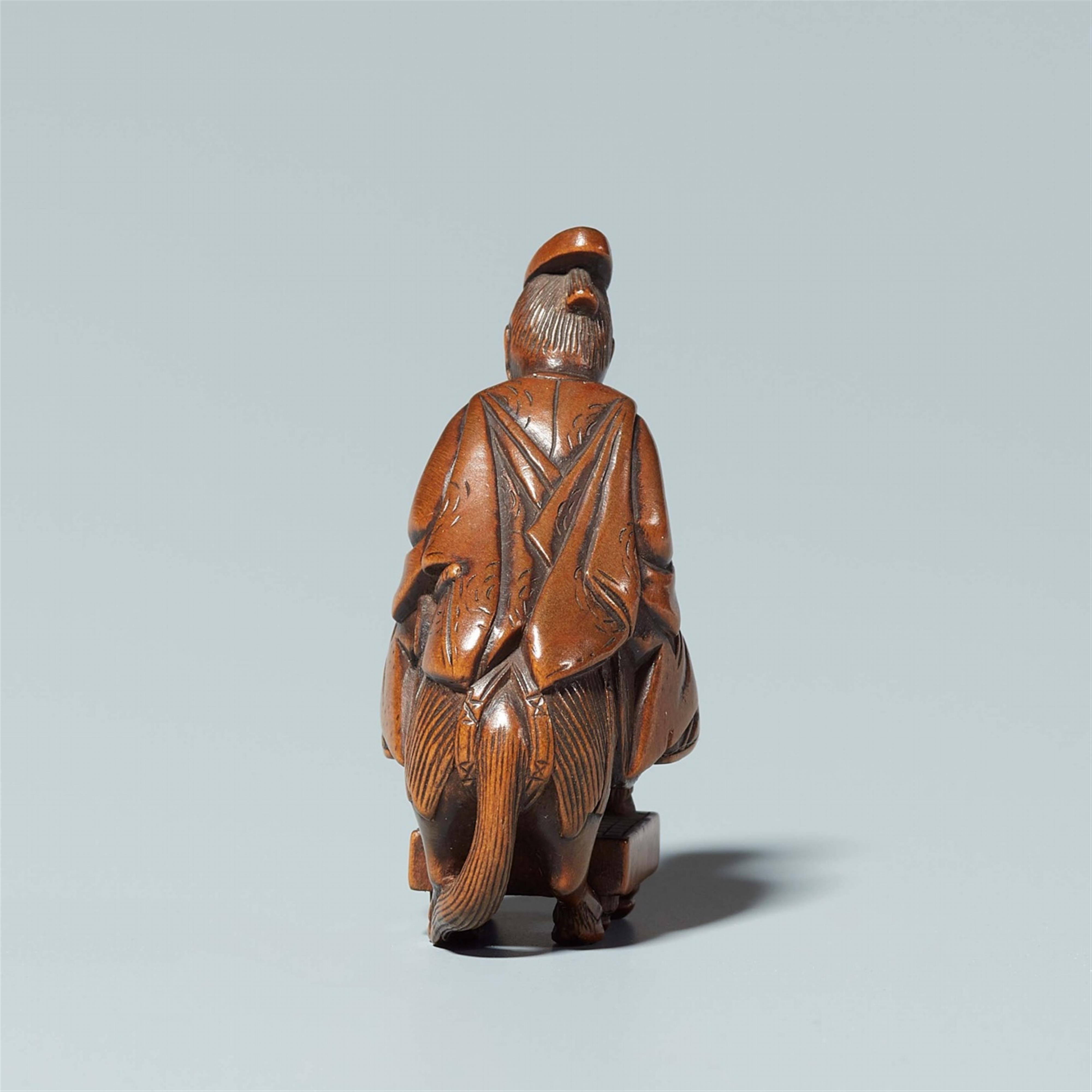 A boxwood netsuke of Oguri Hangwan, by Shunchosai. Mid-19th century - image-4