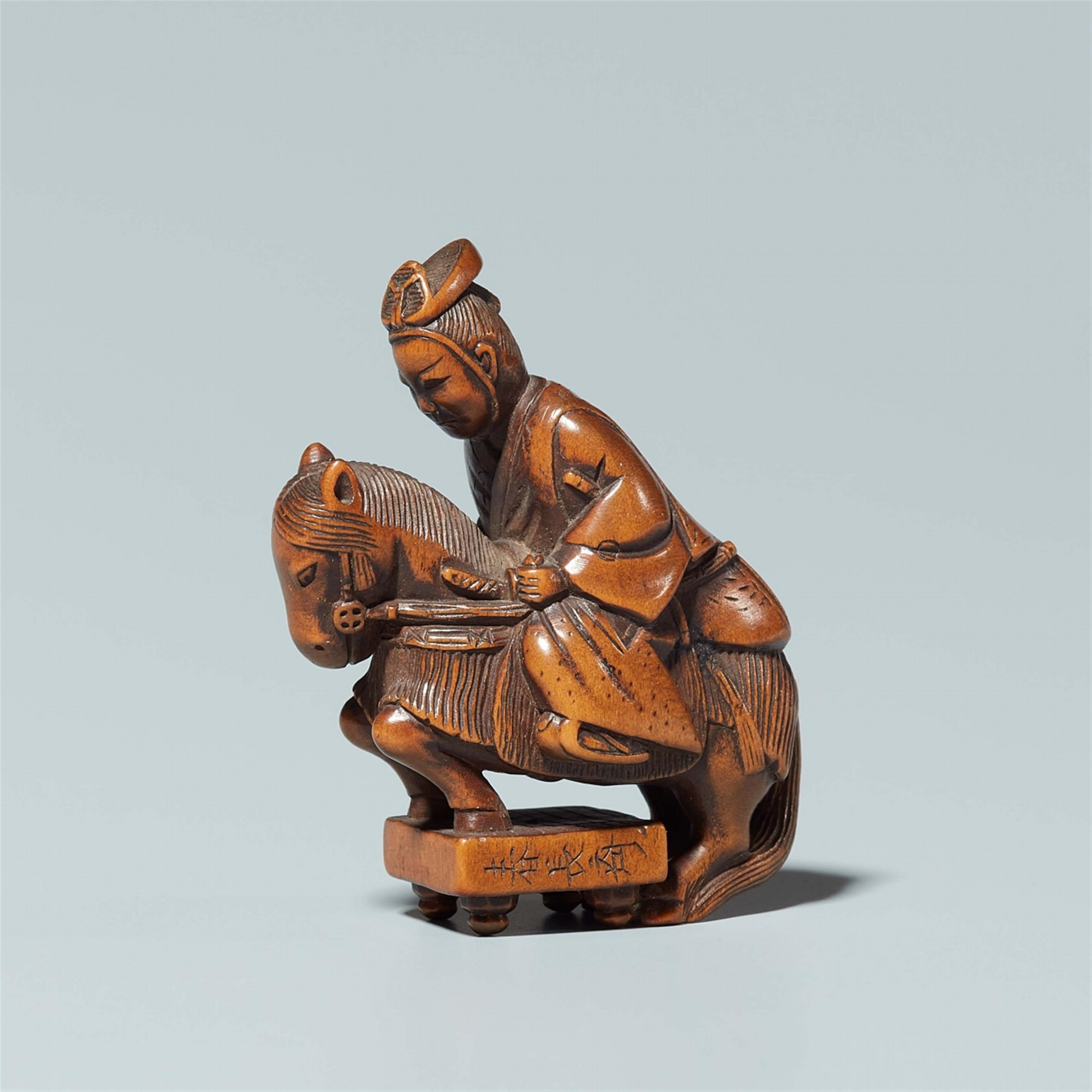 A boxwood netsuke of Oguri Hangwan, by Shunchosai. Mid-19th century - image-1