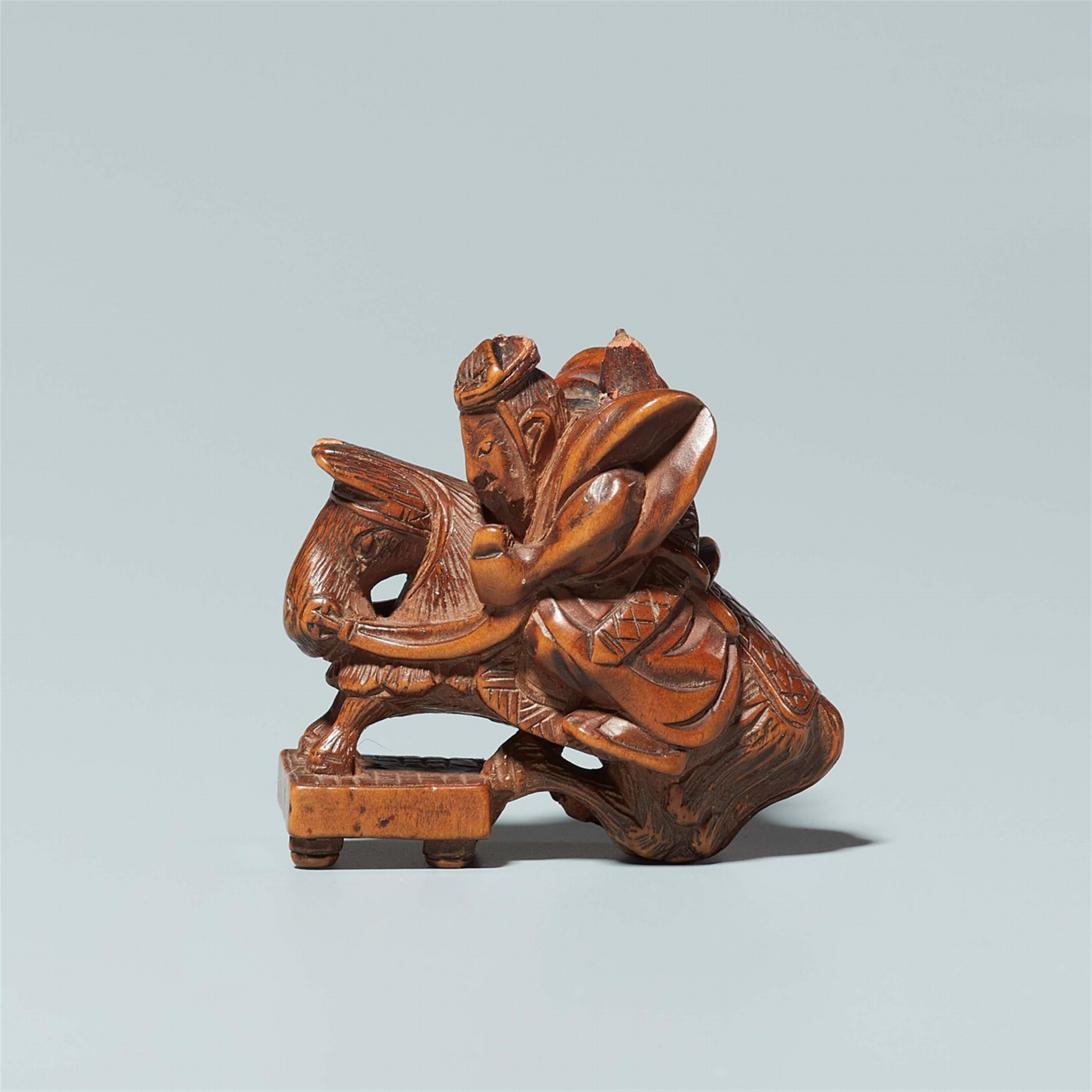 A boxwood netsuke of Oguri Hangwan. Mid-19th century - image-1