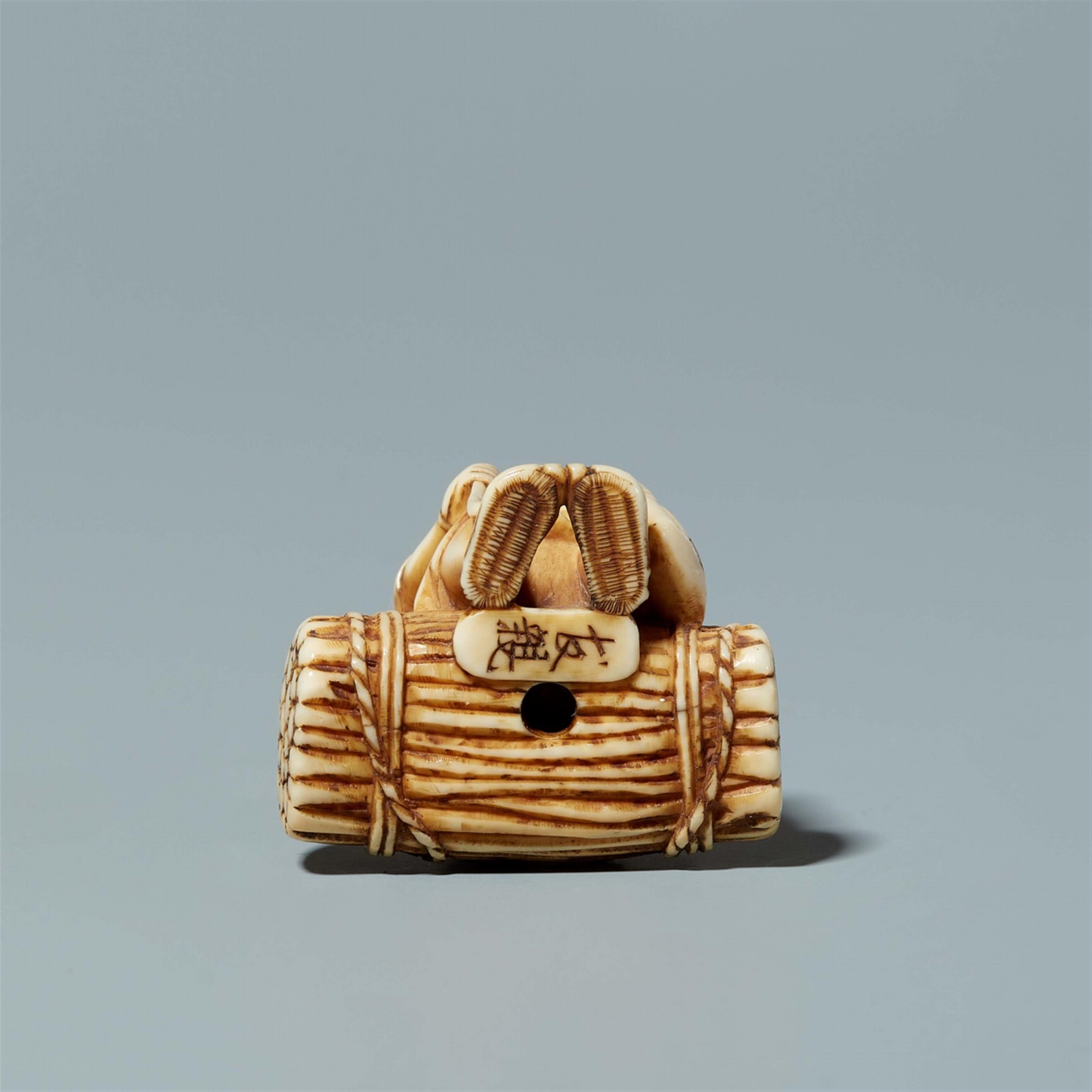 An ivory netsuke of a farmer, by Tomochika. Mid-19th century - image-5